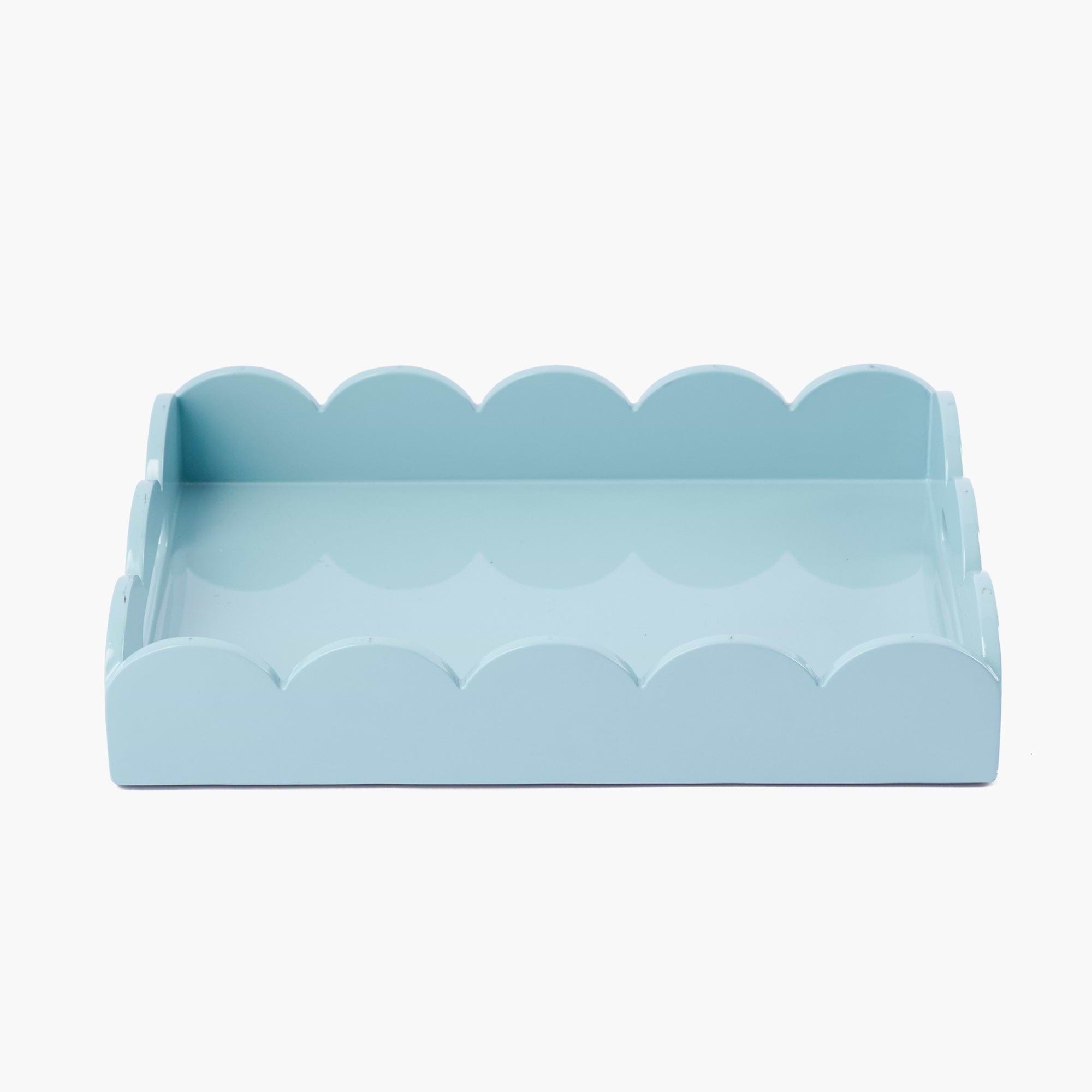 Duck-egg Blue Small Scalloped Lacquer Tray