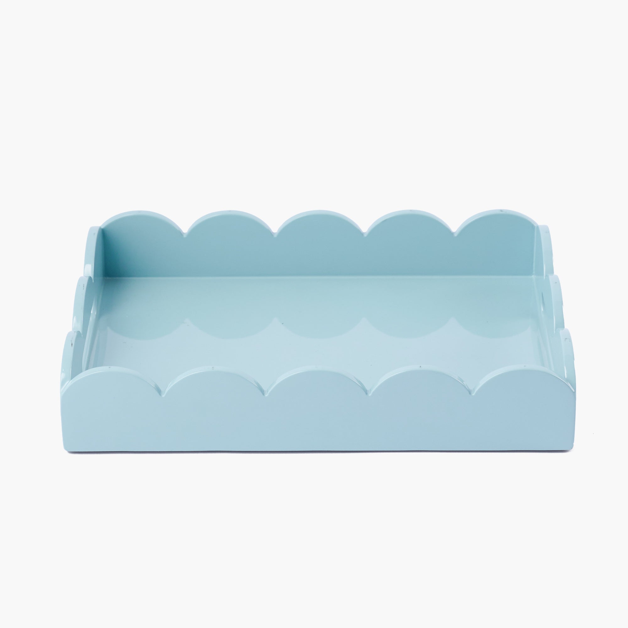 Duck-egg Blue Small Scalloped Lacquer Tray