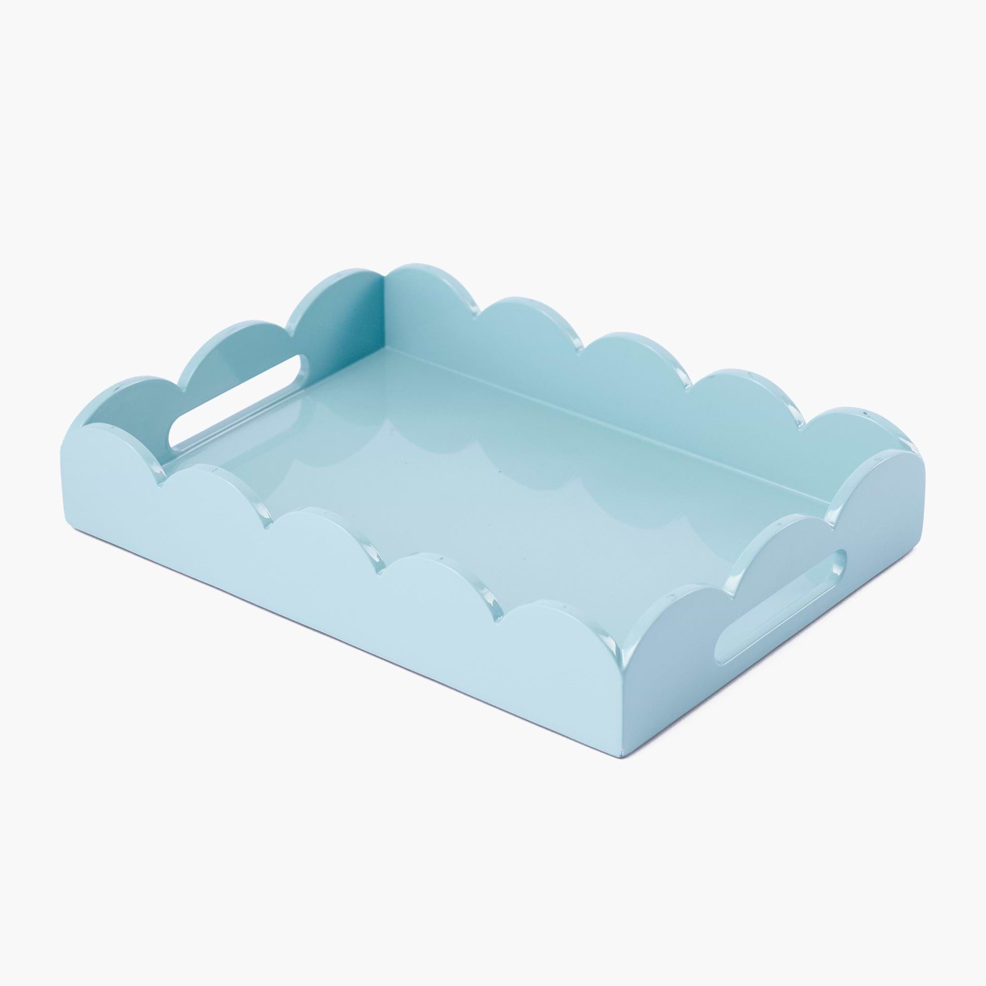 Light blue scalloped-edge tray on a white background