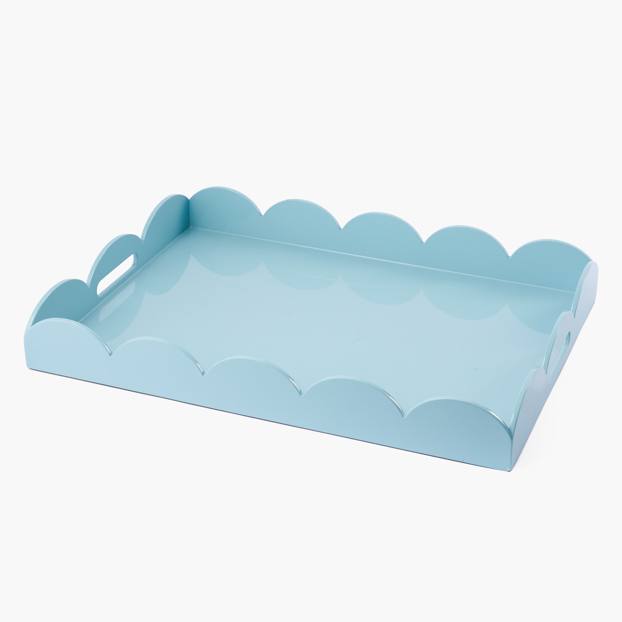 Duck-egg Blue Scalloped Lacquer Tray