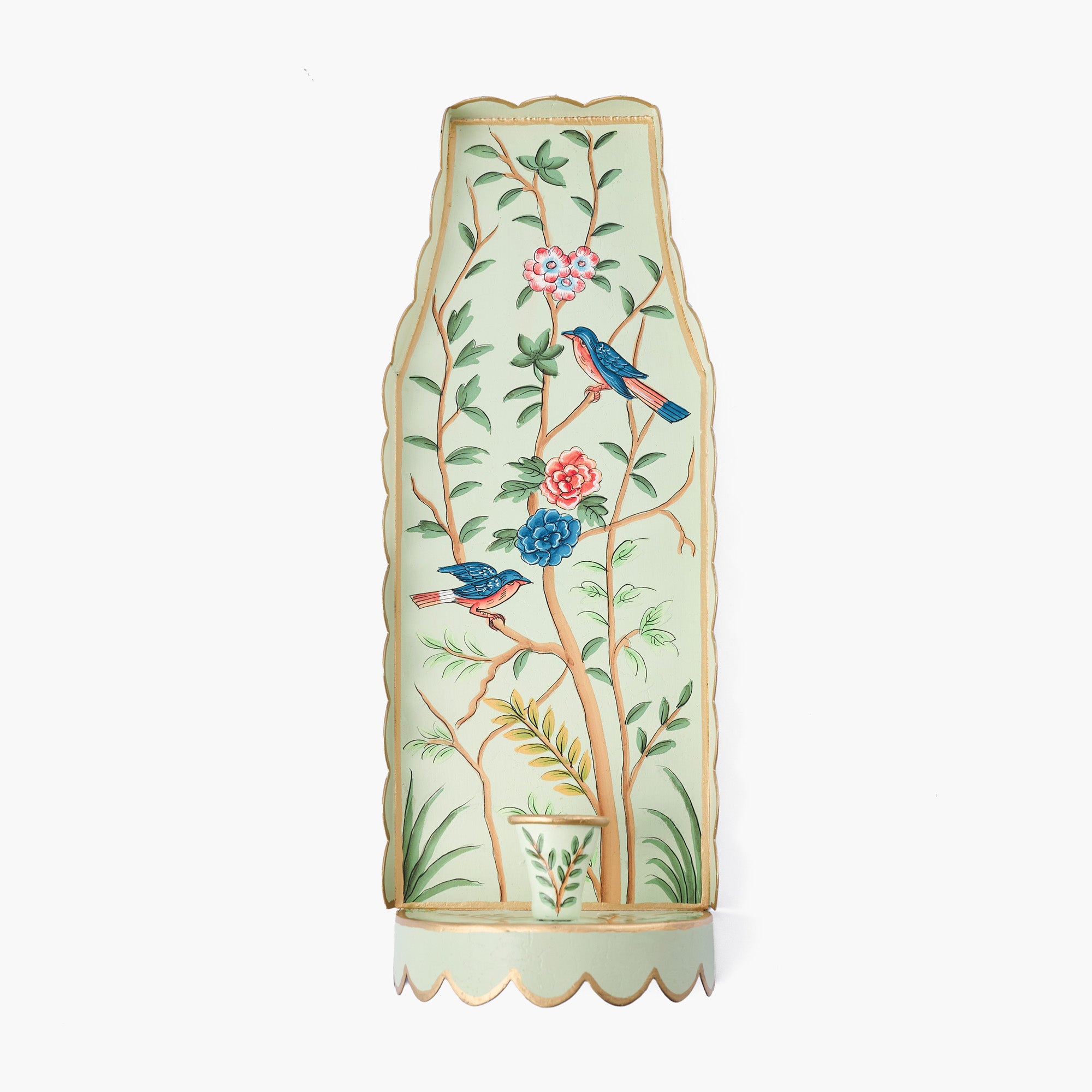Green Chinoiserie Candle Sconce