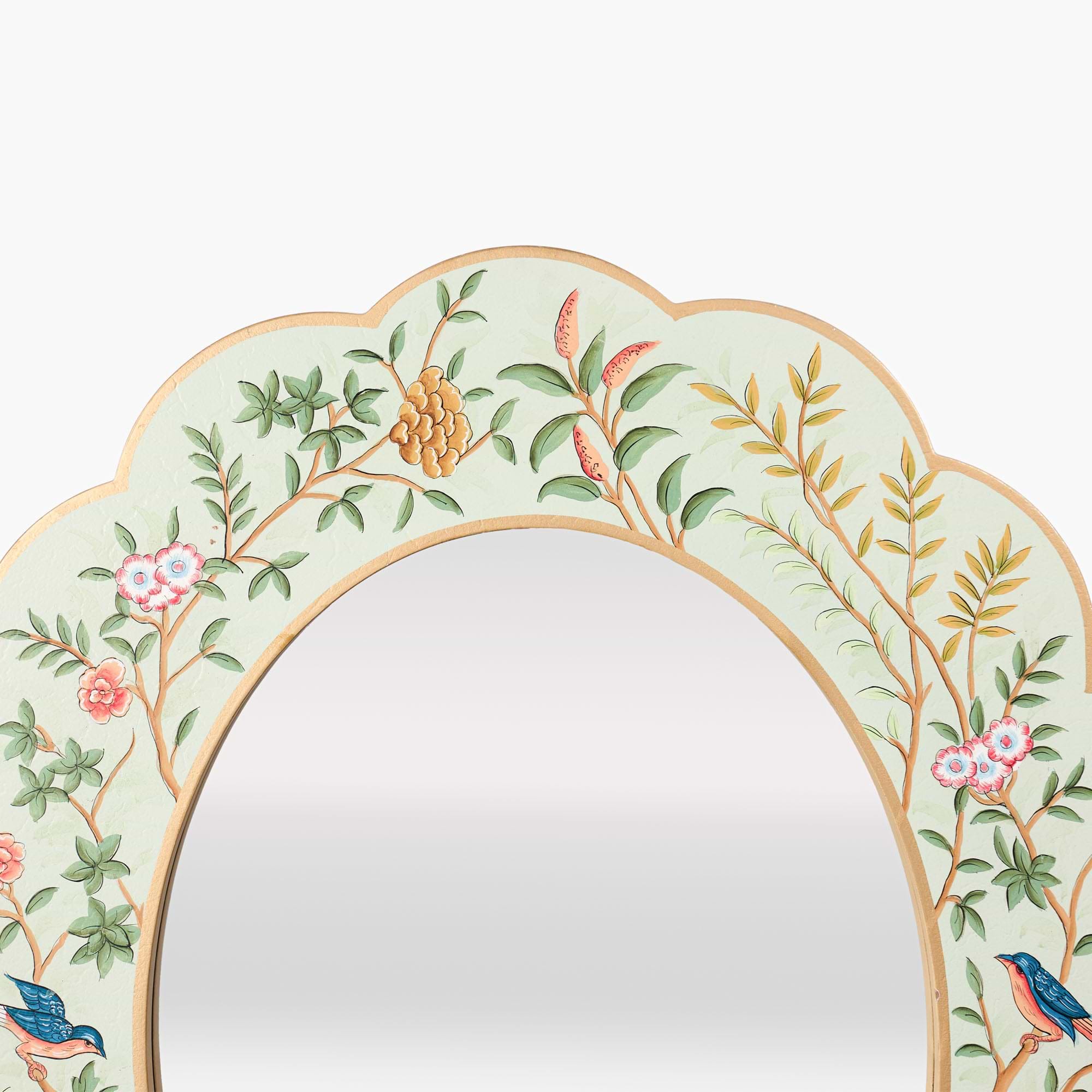 Green Chinoiserie Oval Mirror