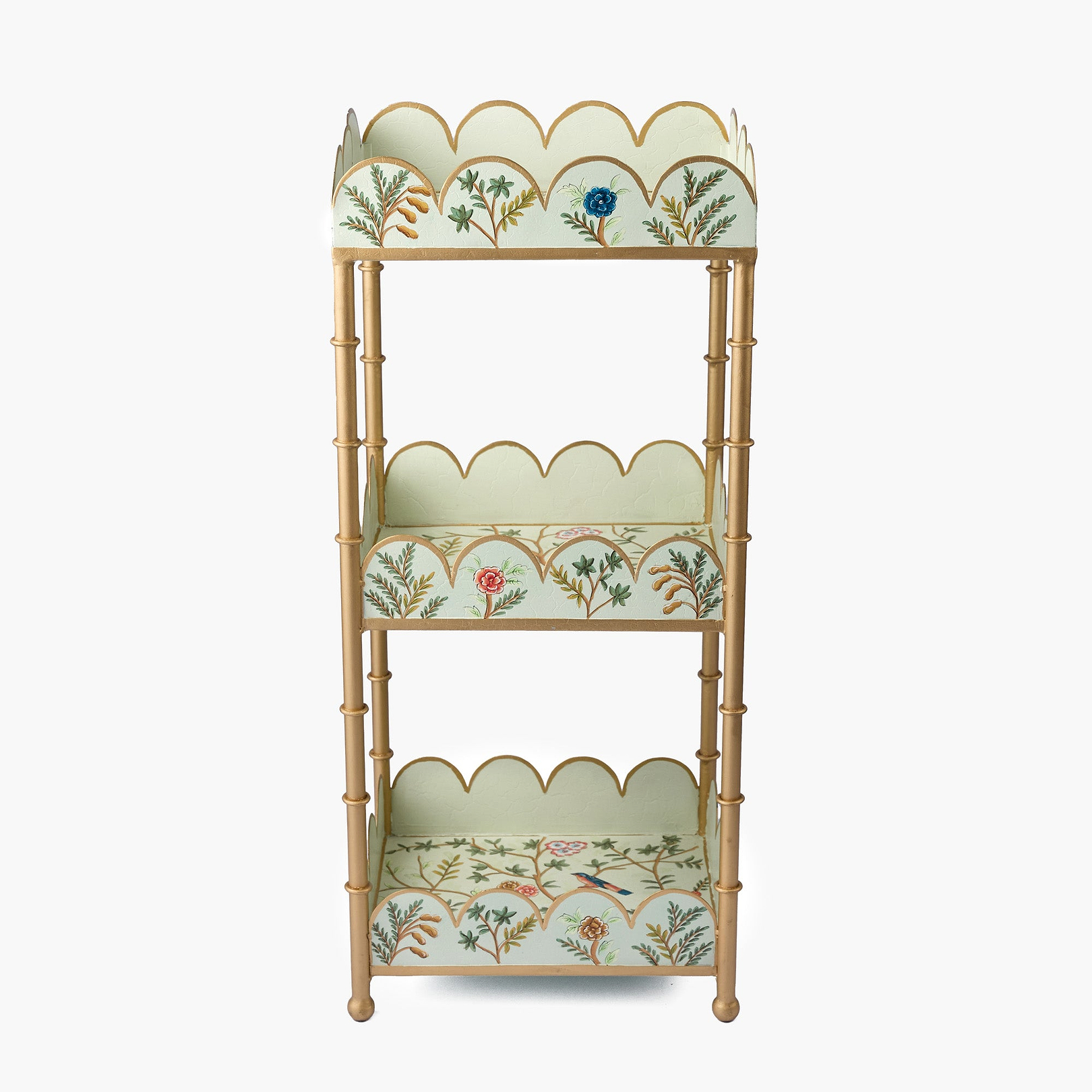 Green Chinoiserie Tiered Side Table