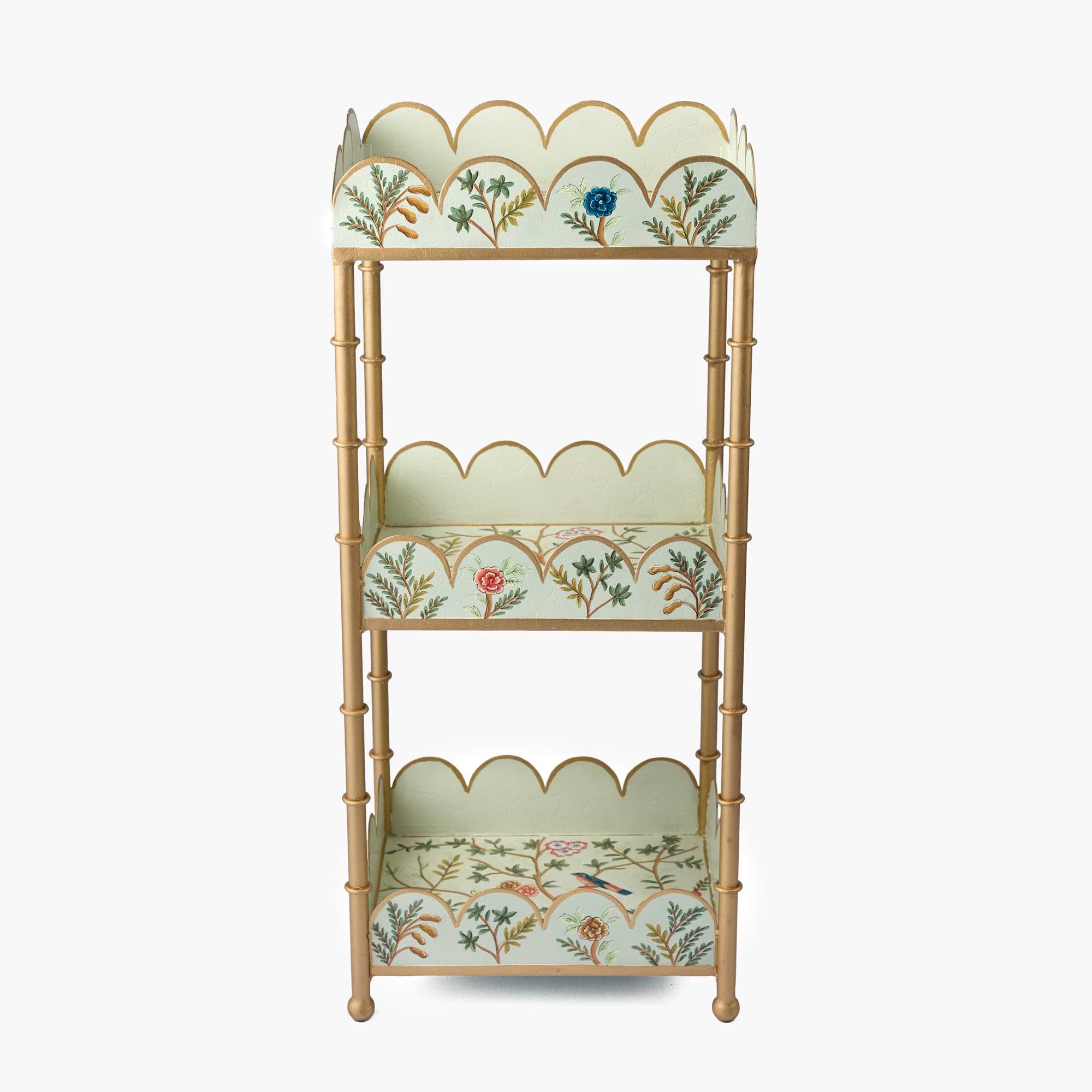 Green Chinoiserie Tiered Side Table