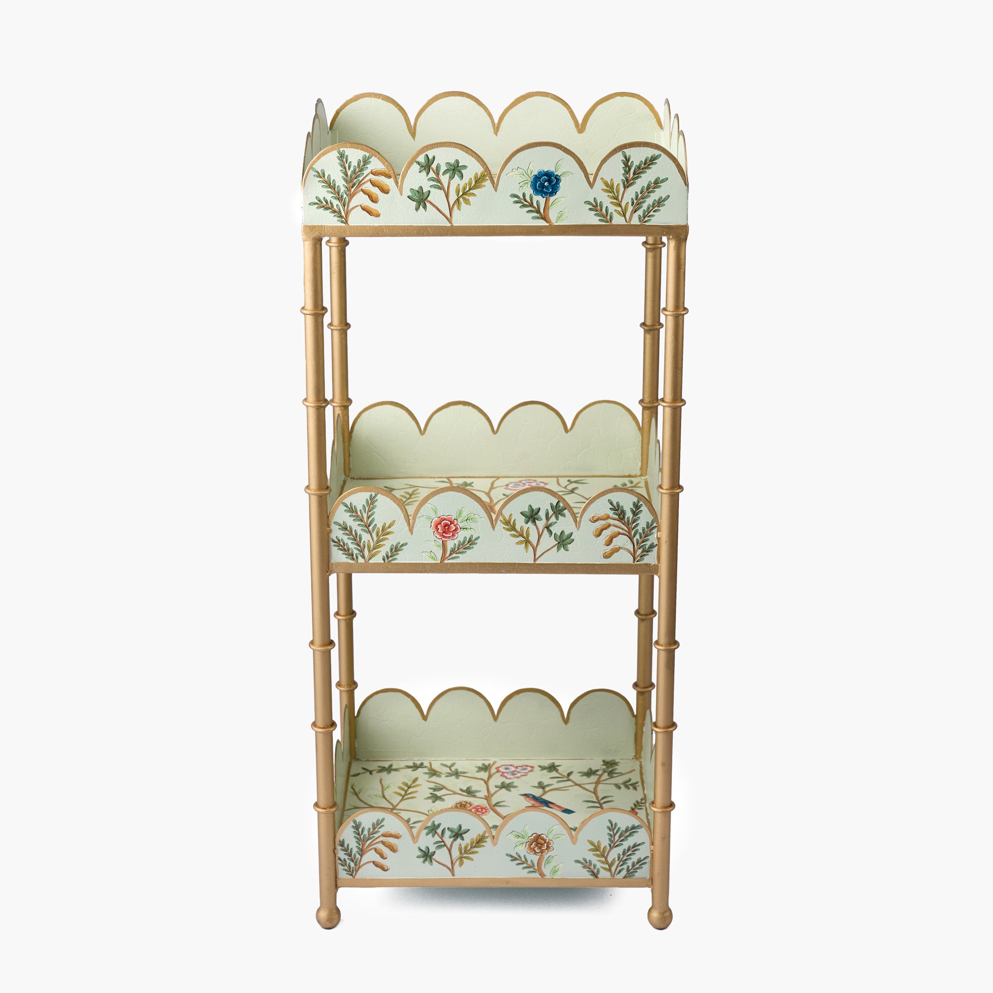 Green Chinoiserie Tiered Side Table