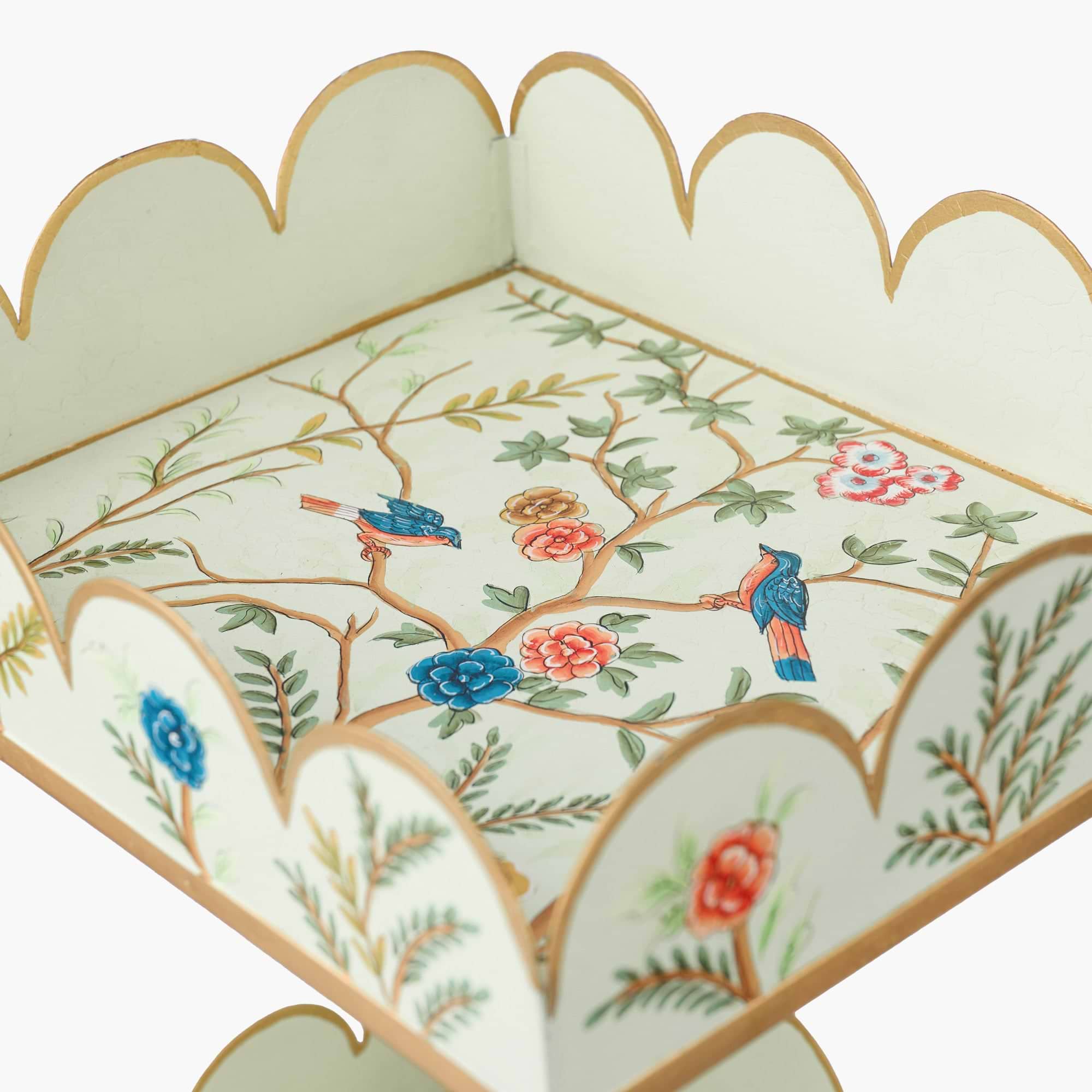 Green Chinoiserie Tiered Side Table
