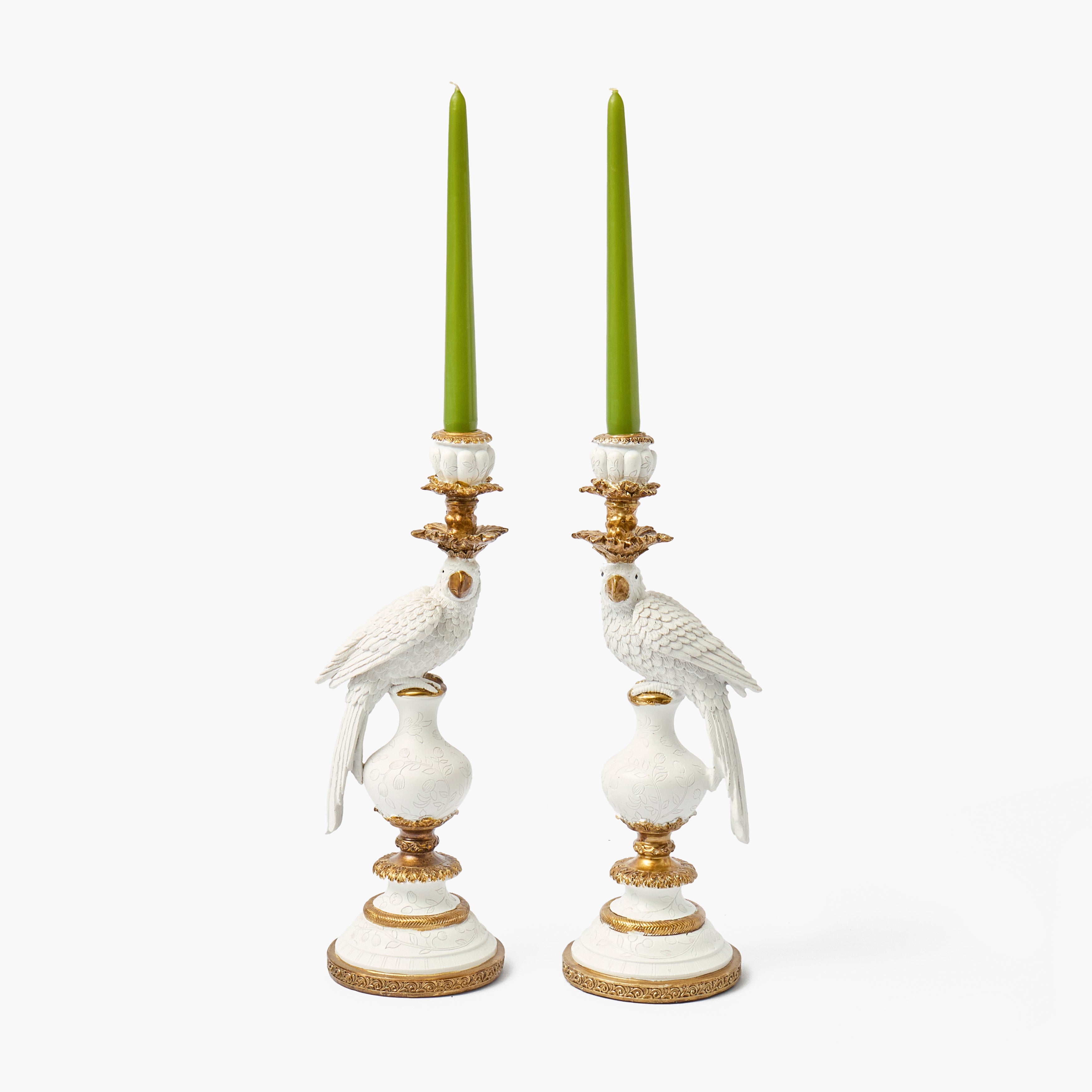 White Parrot Candle Holders (Pair)
