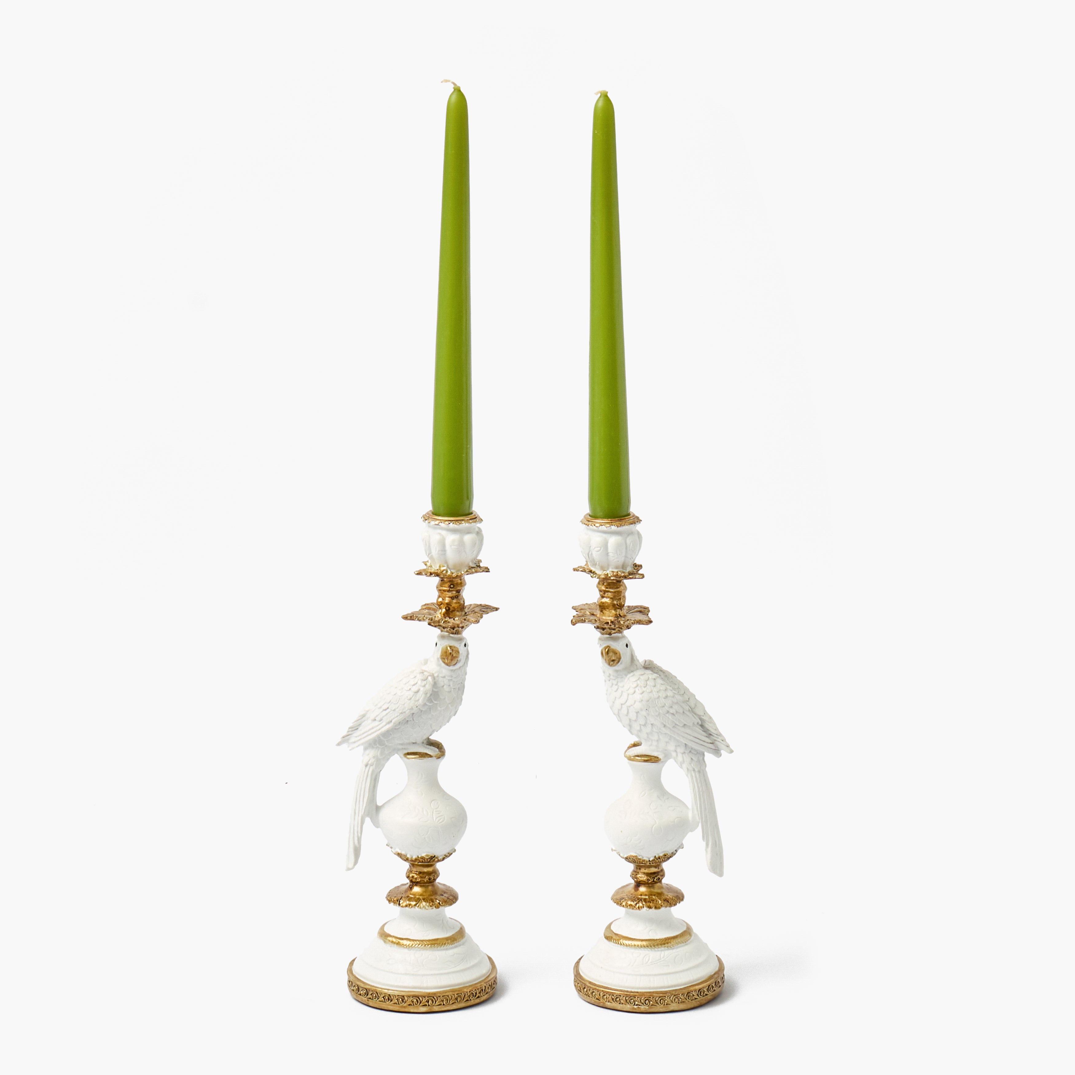 White Small Parrot Candle Holders (Pair)