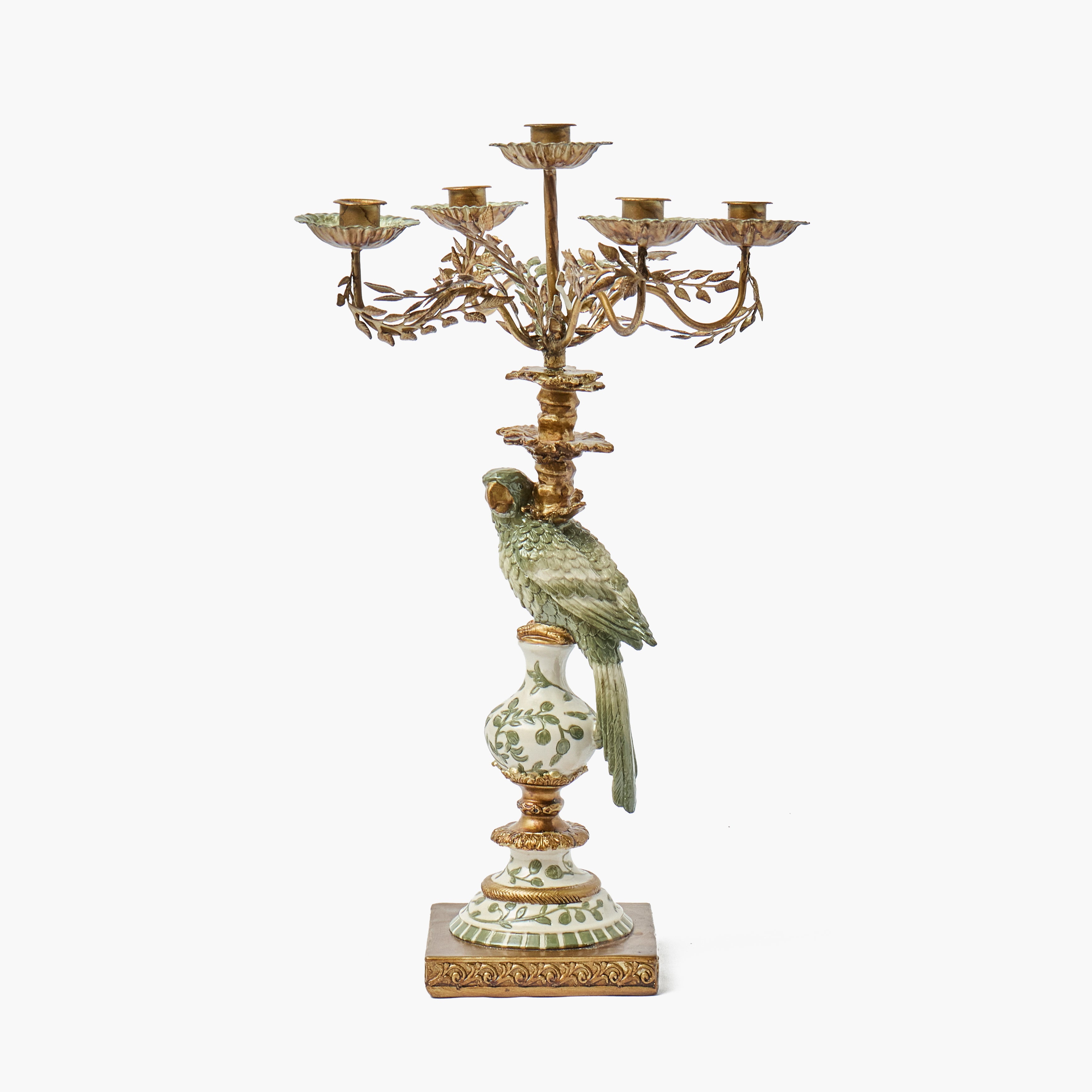 Olive Parrot Candleabra