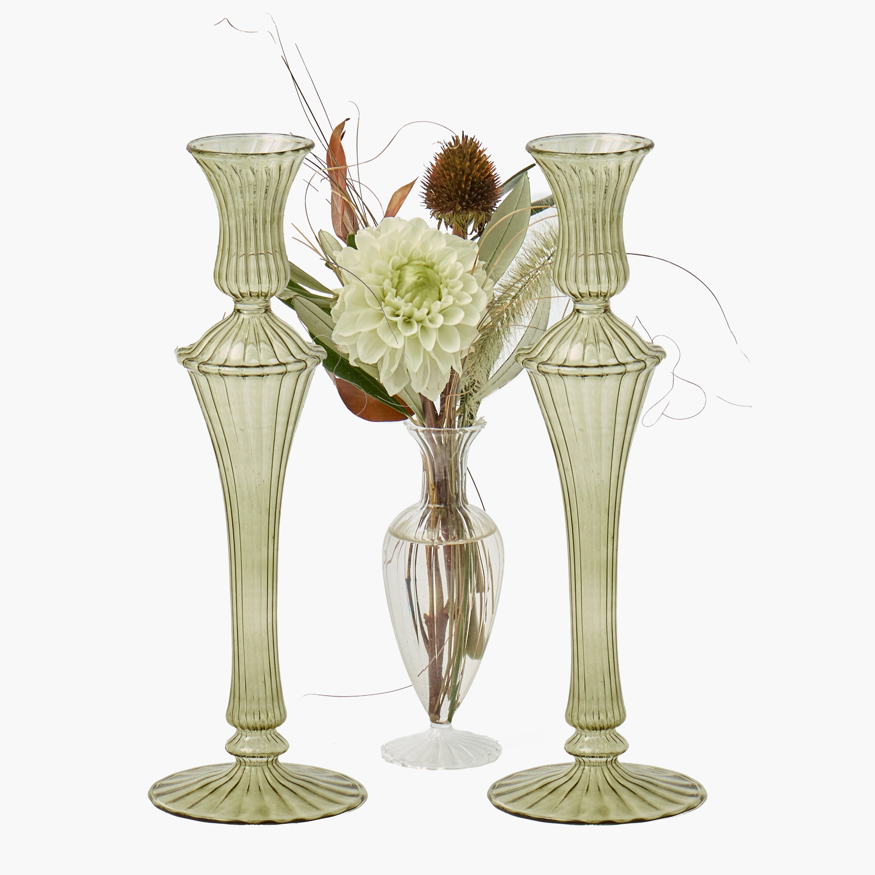 Olive Large Grace Candle Holder (Pair)