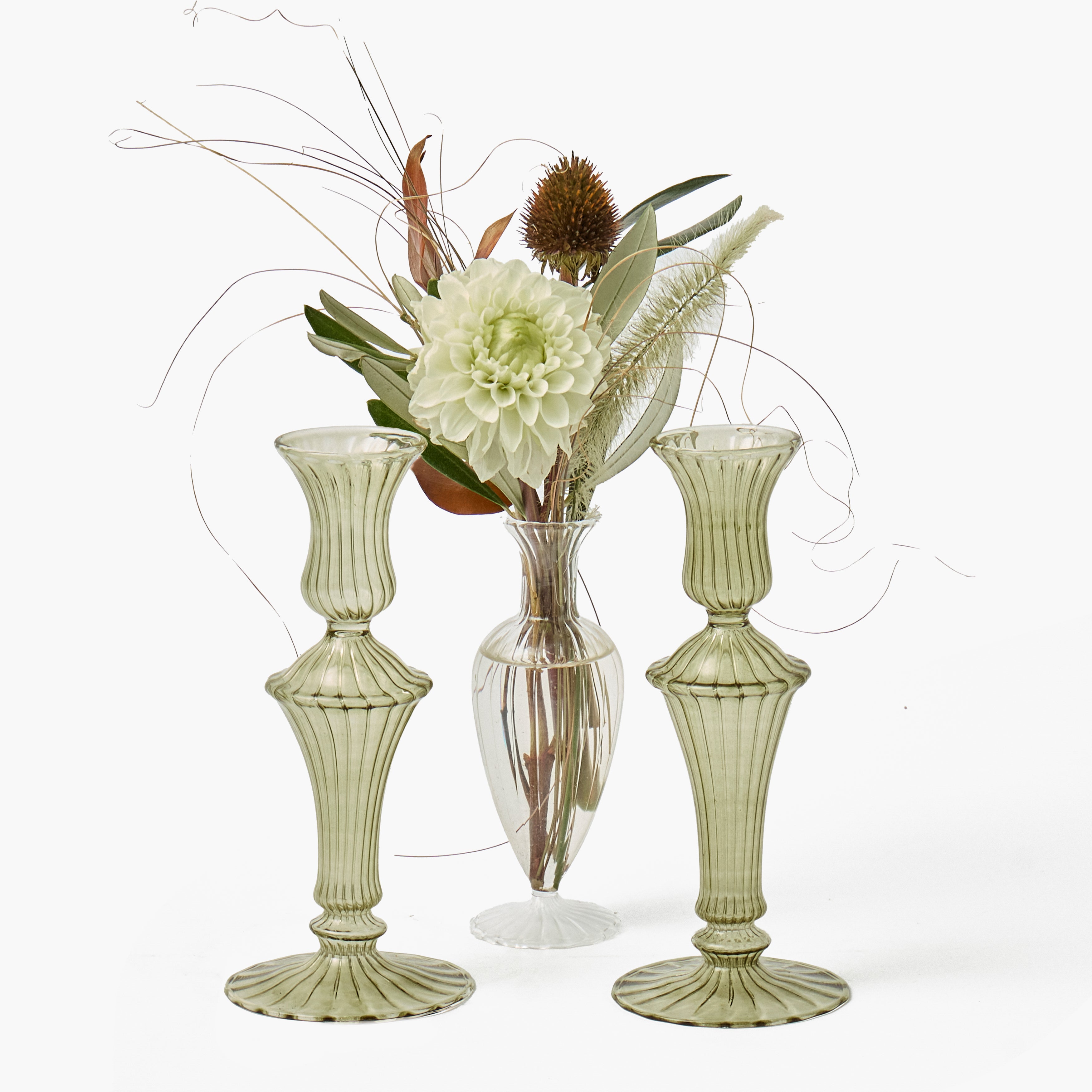 Olive Small Grace Candle Holder (Pair)