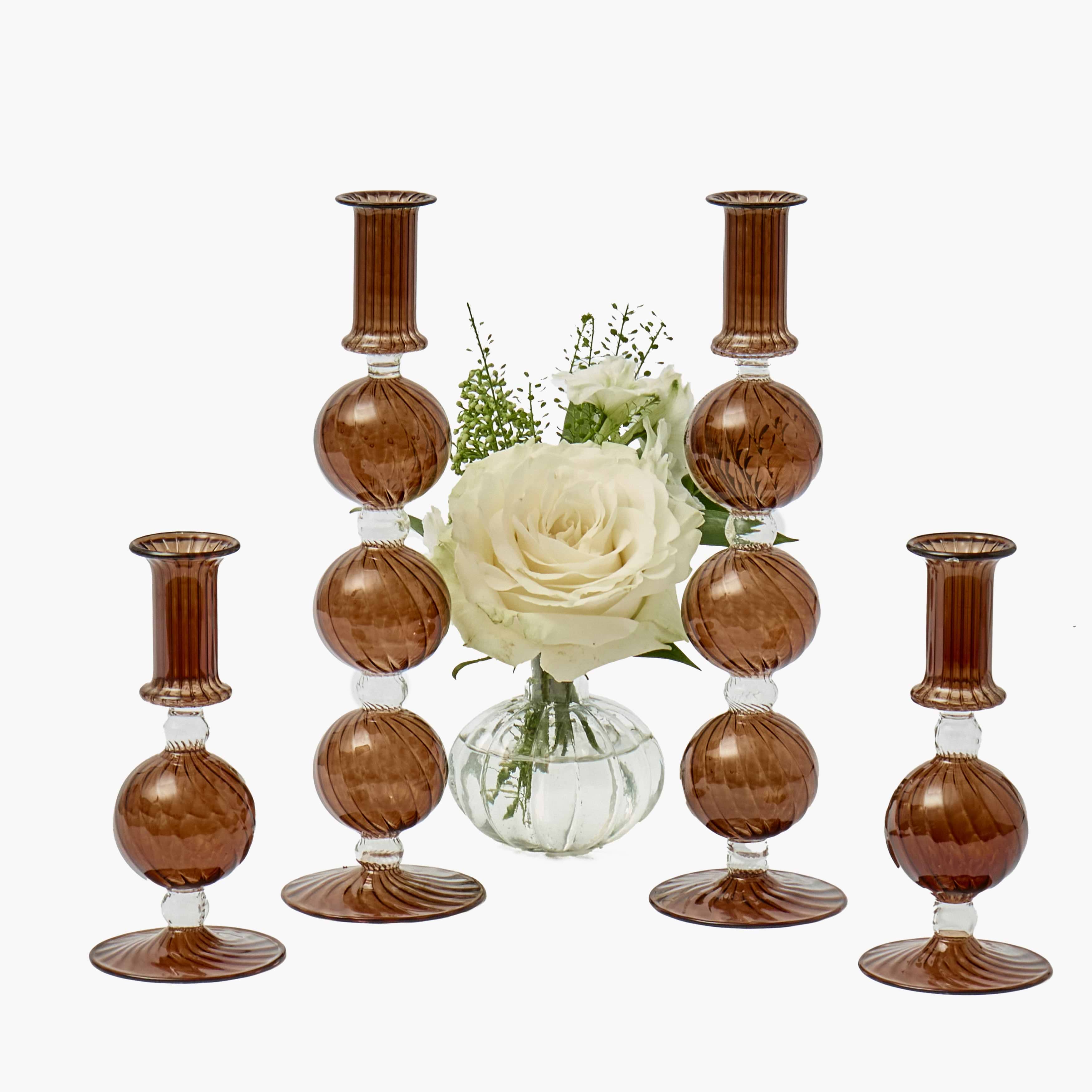 Brown Small Camille Candle Holder (Pair)