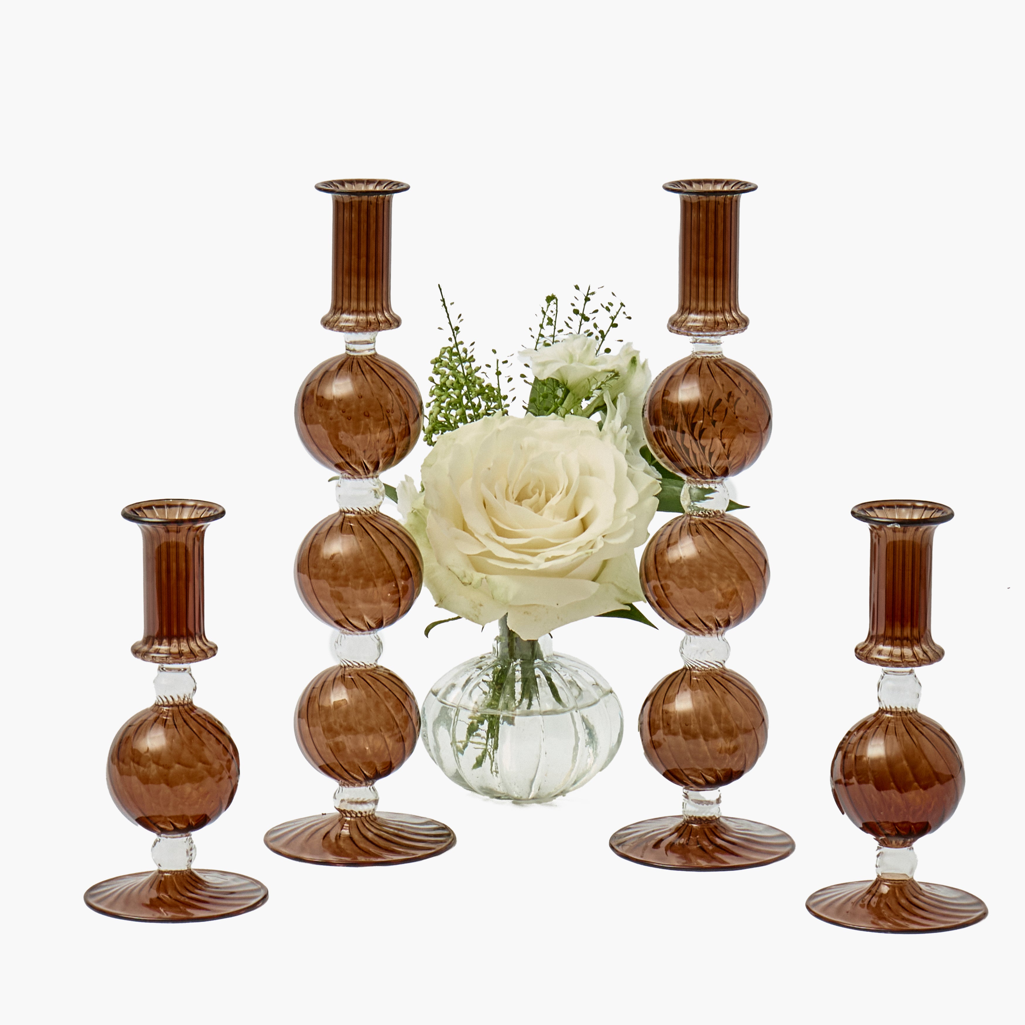 Brown Small Camille Candle Holder (Pair)