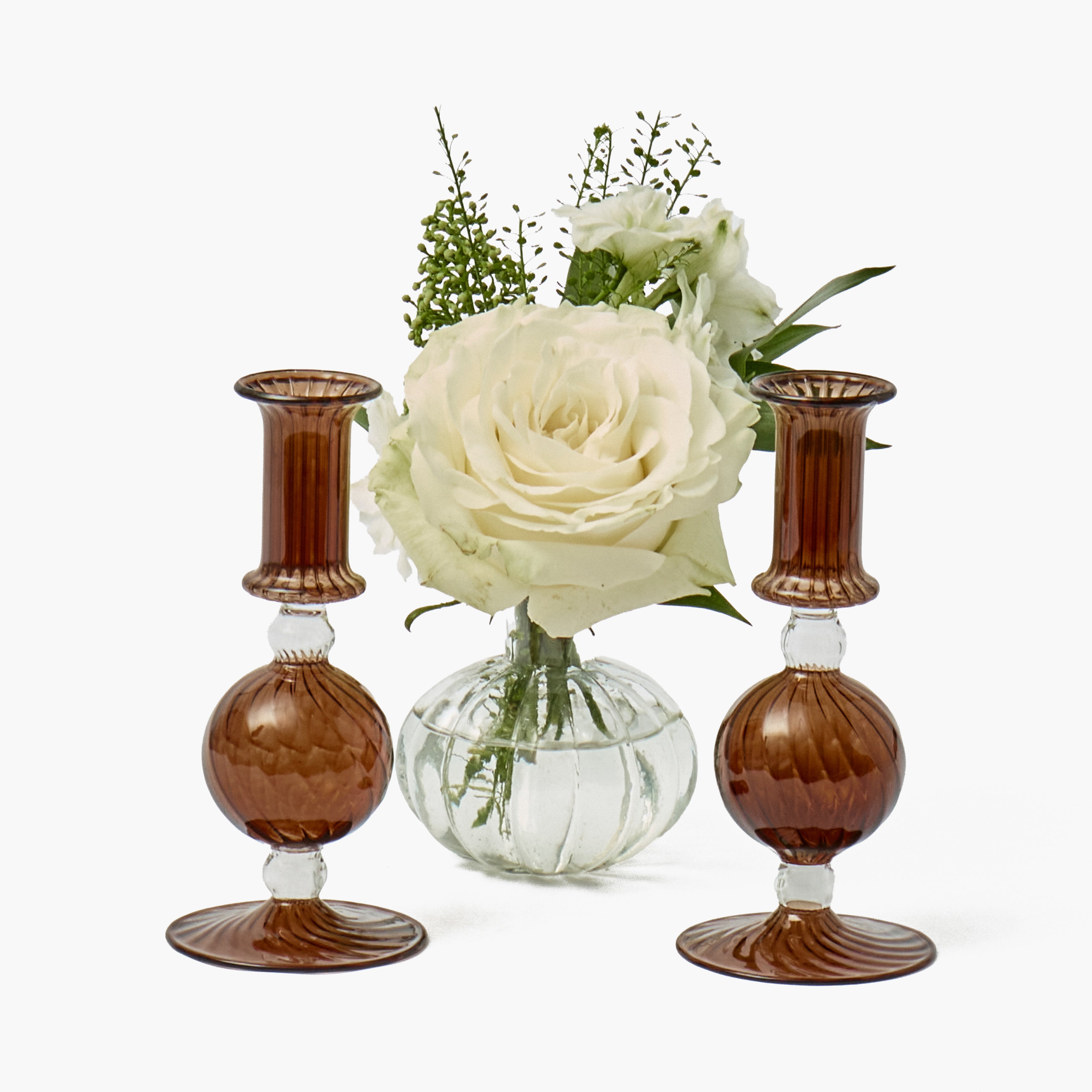 Brown Small Camille Candle Holder (Pair)