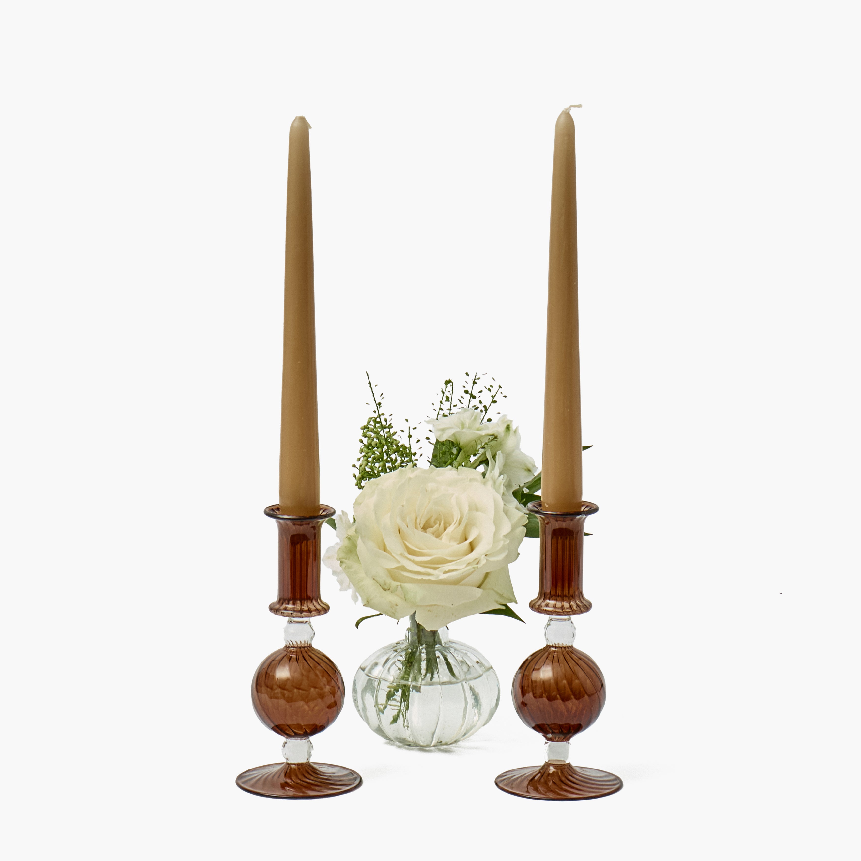 Brown Small Camille Candle Holder (Pair)