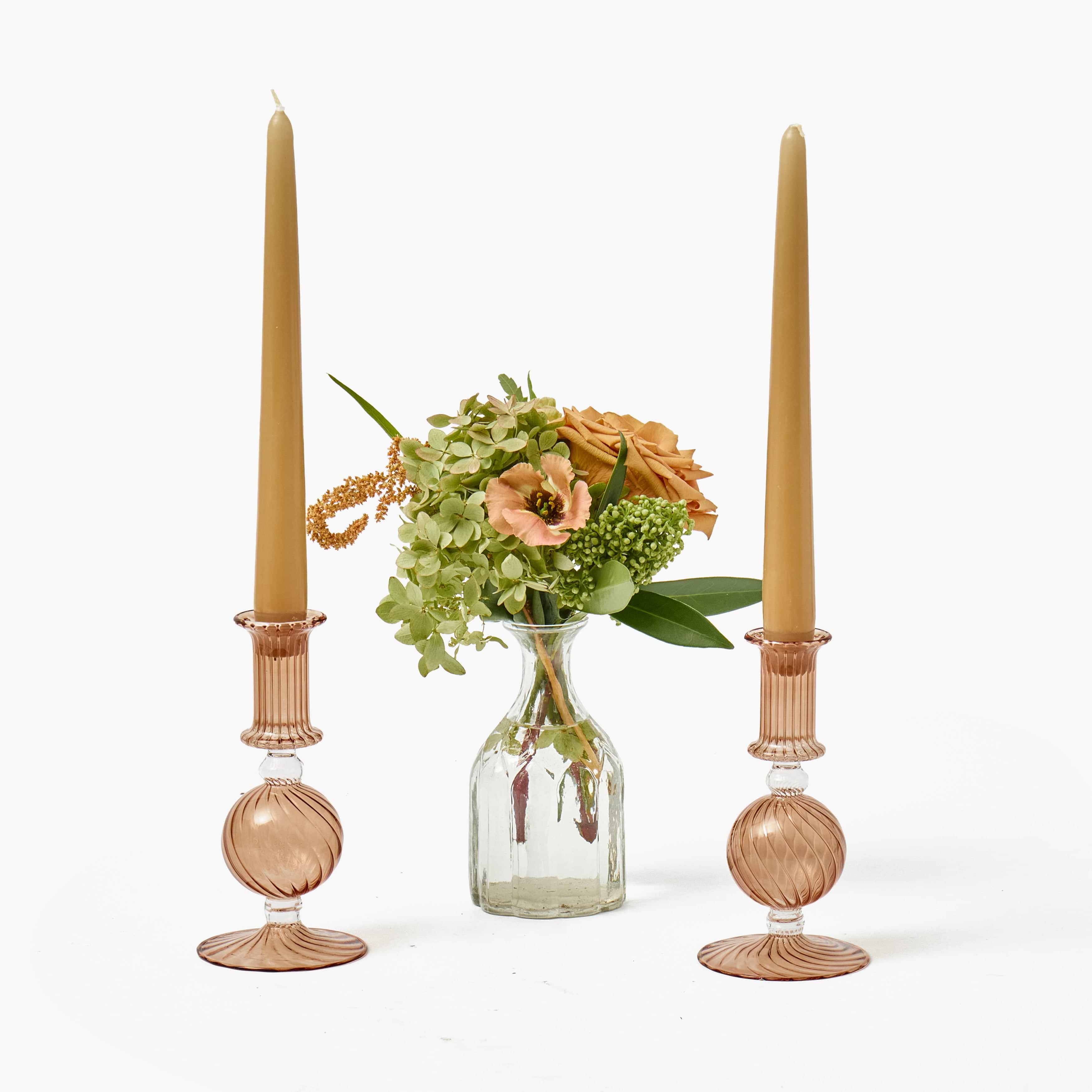 Small Camille Chestnut Candle Holder (Pair)
