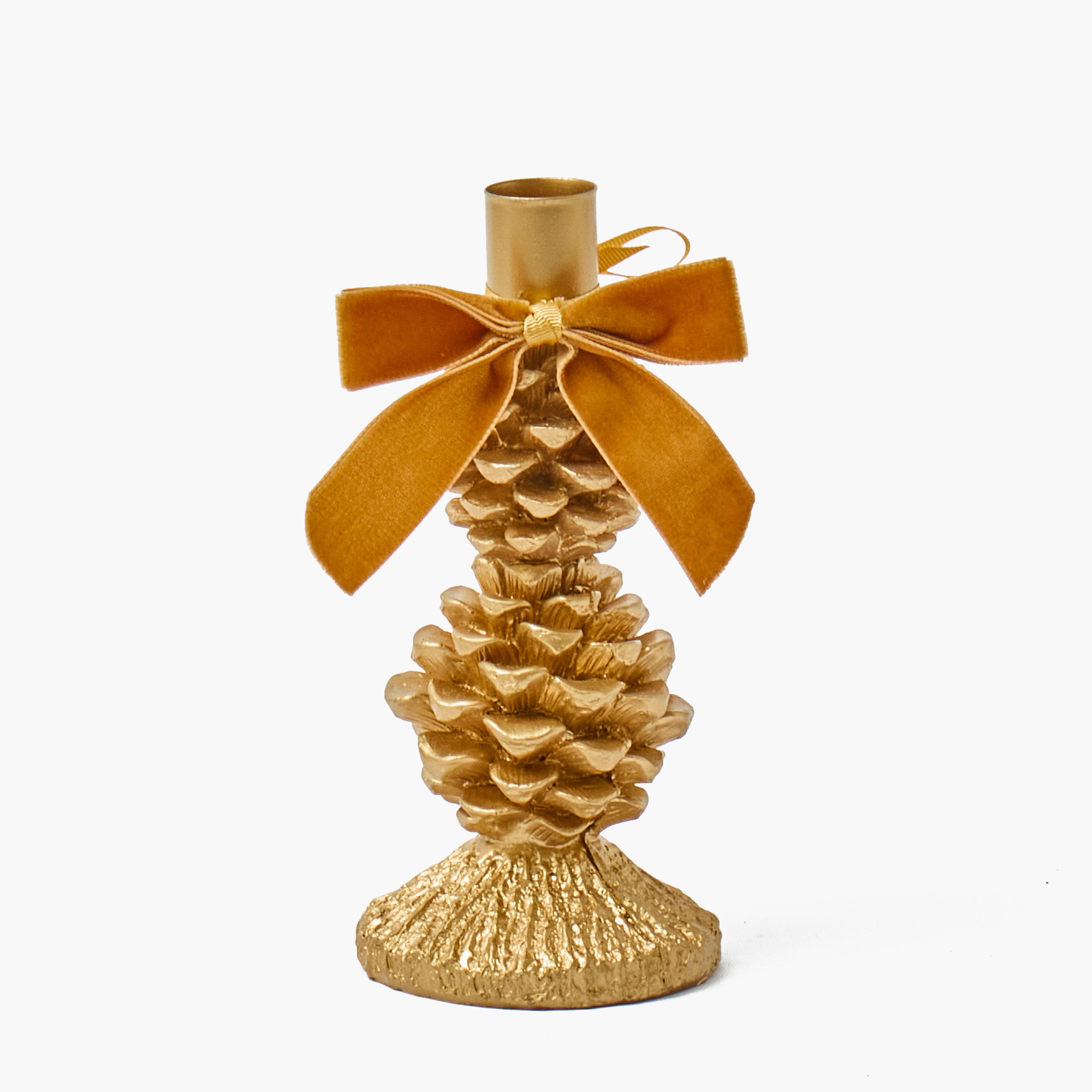 Gold Pinecone Candle Holder (Pair)