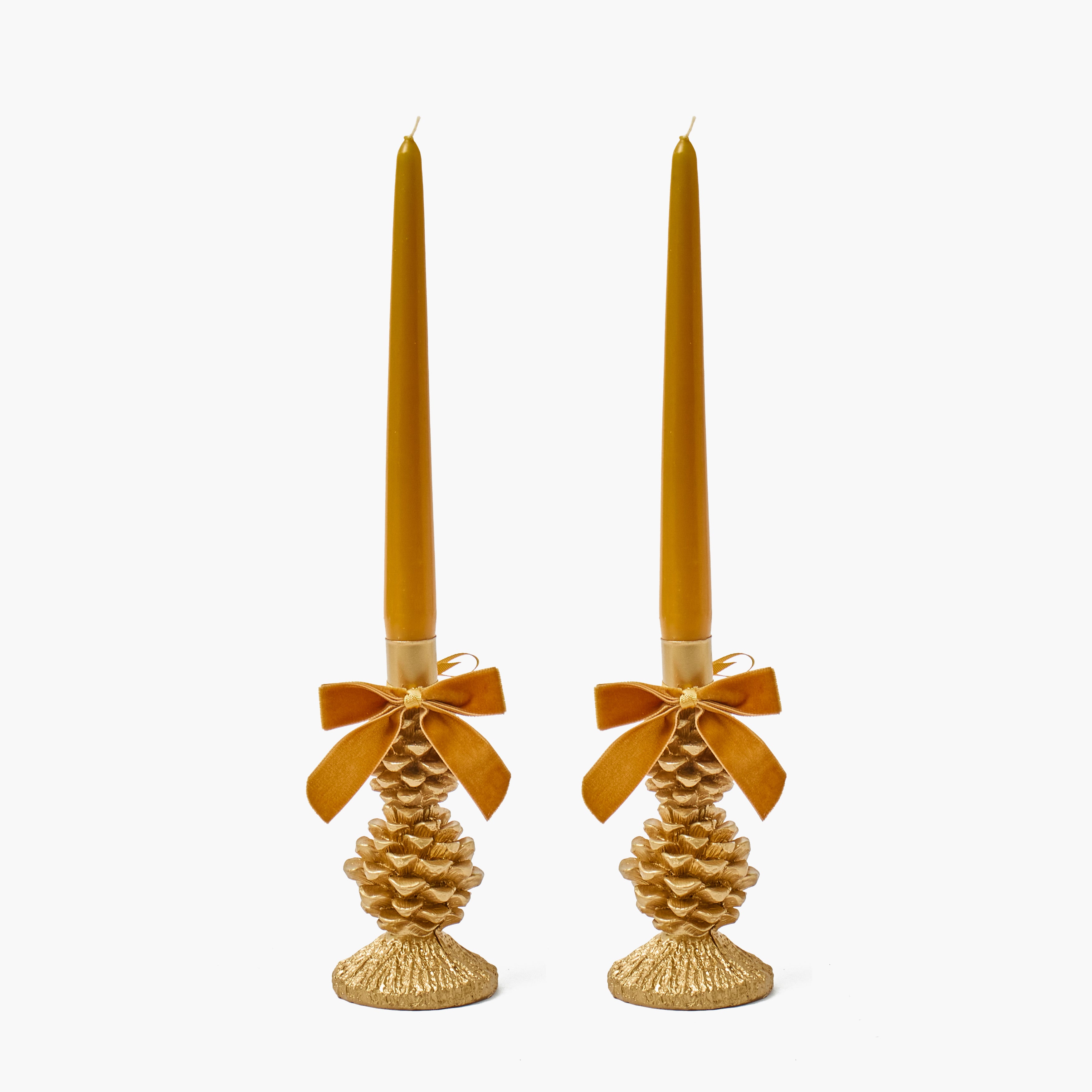 Gold Pinecone Candle Holder (Pair)