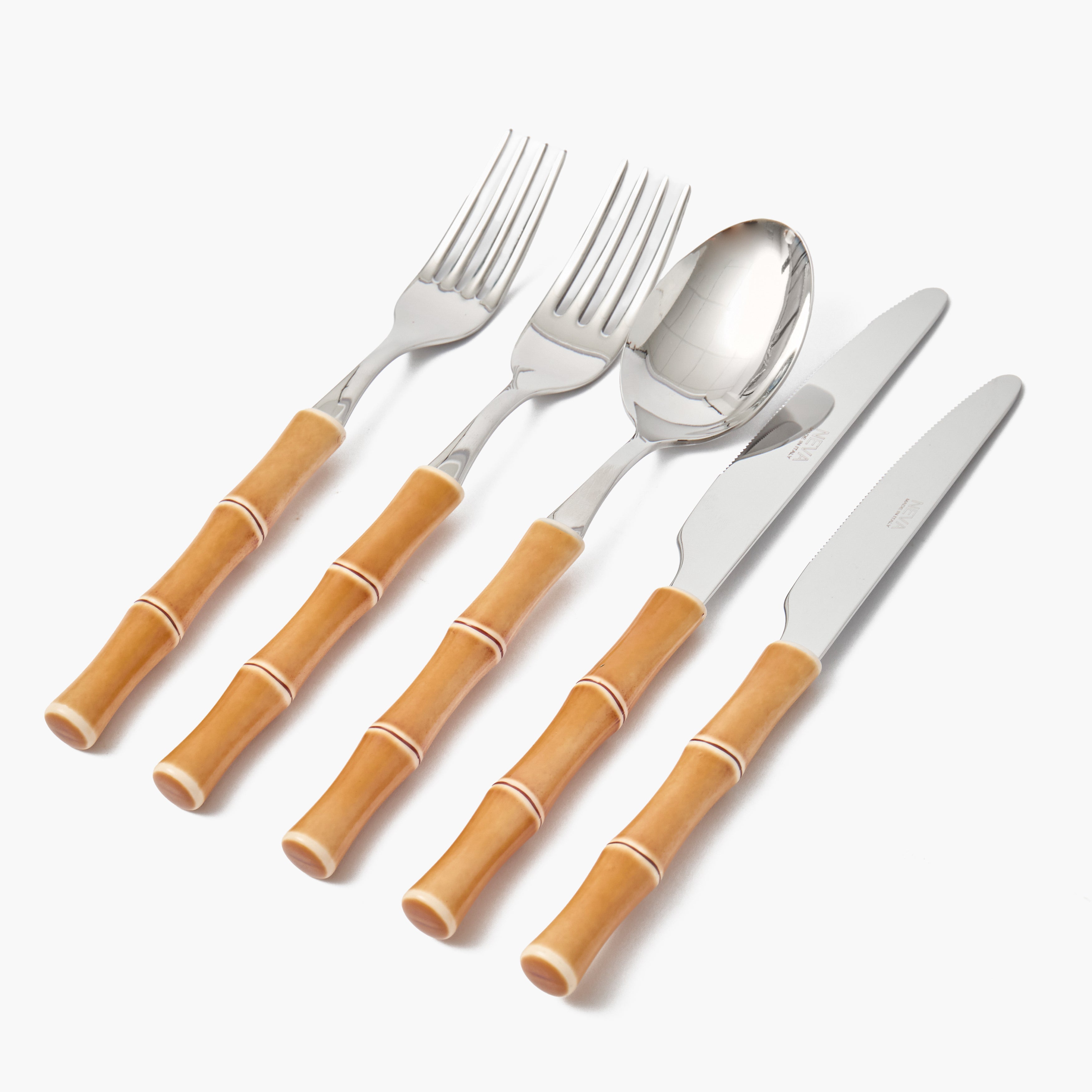 Natural Bamboo Effect Cutlery (5 Piece)