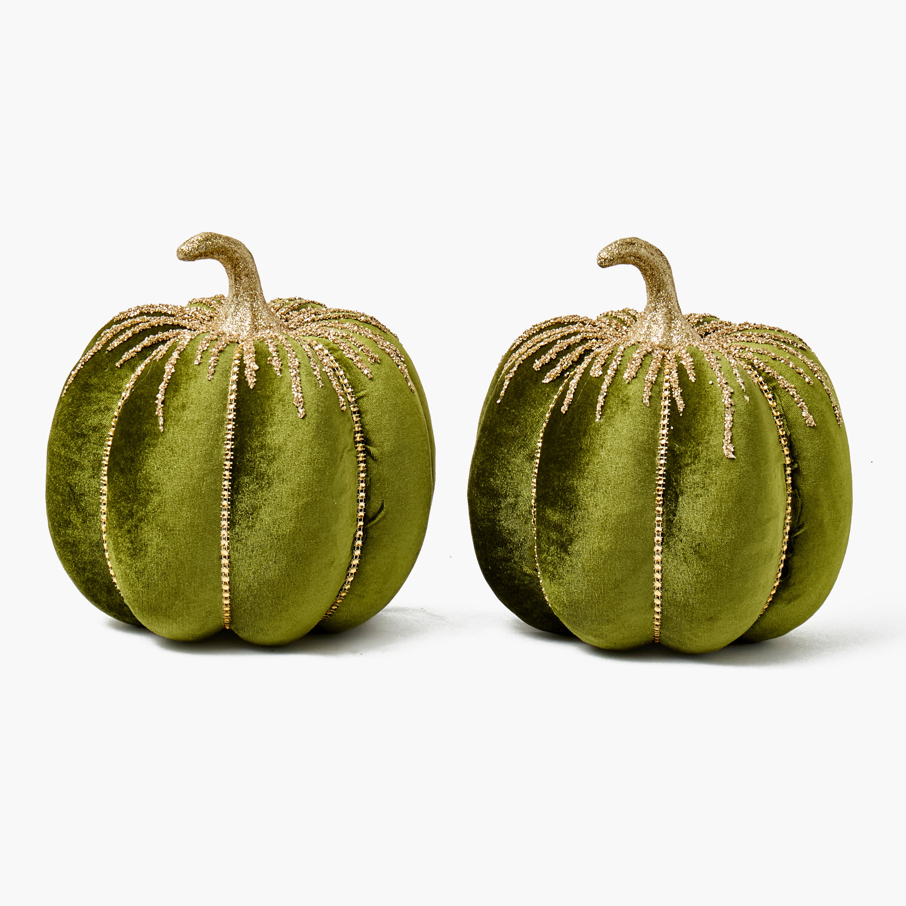 Green Glitter Pumpkin (Pair) - 24cm