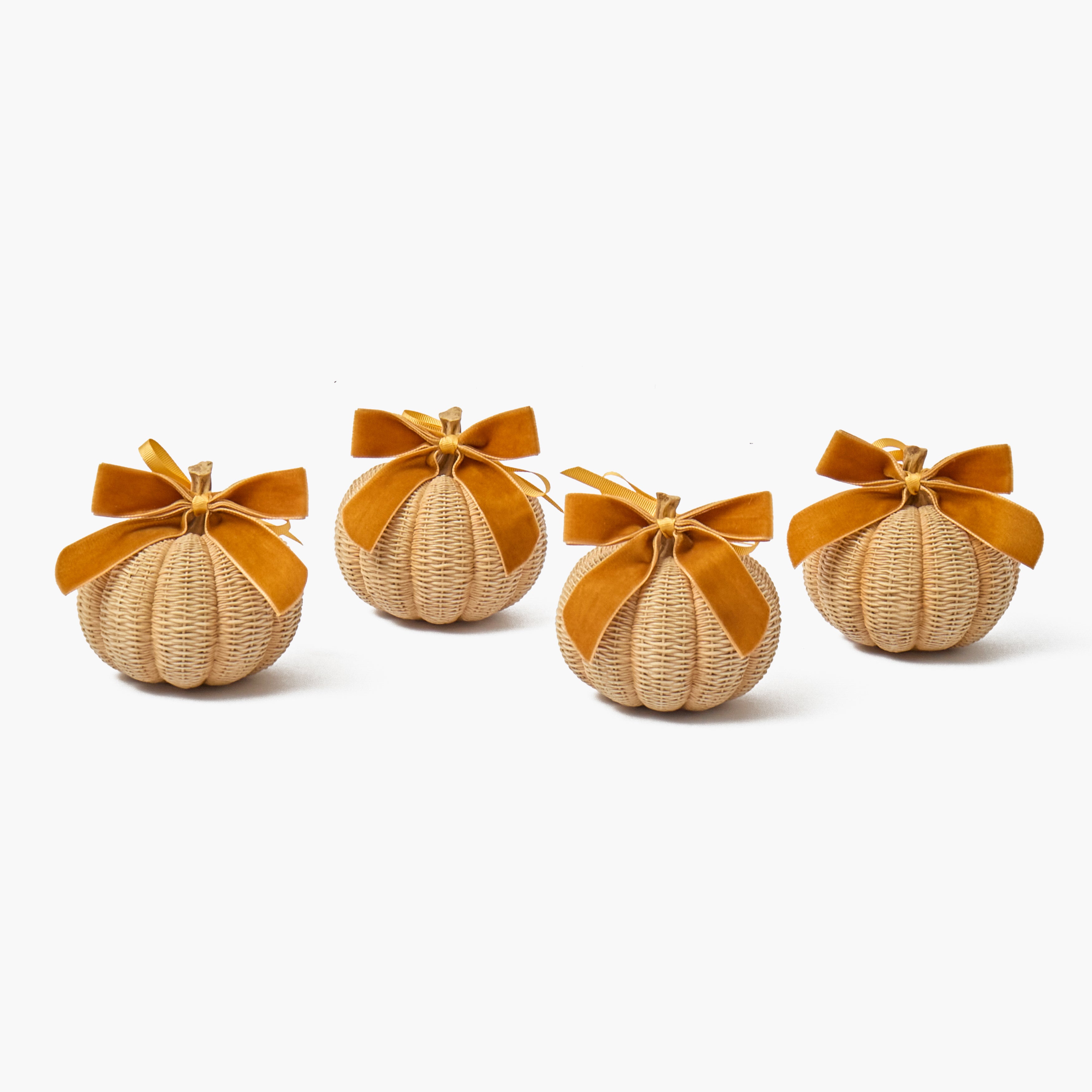 Extra Small Basketweave Pumpkins (Set of 4)