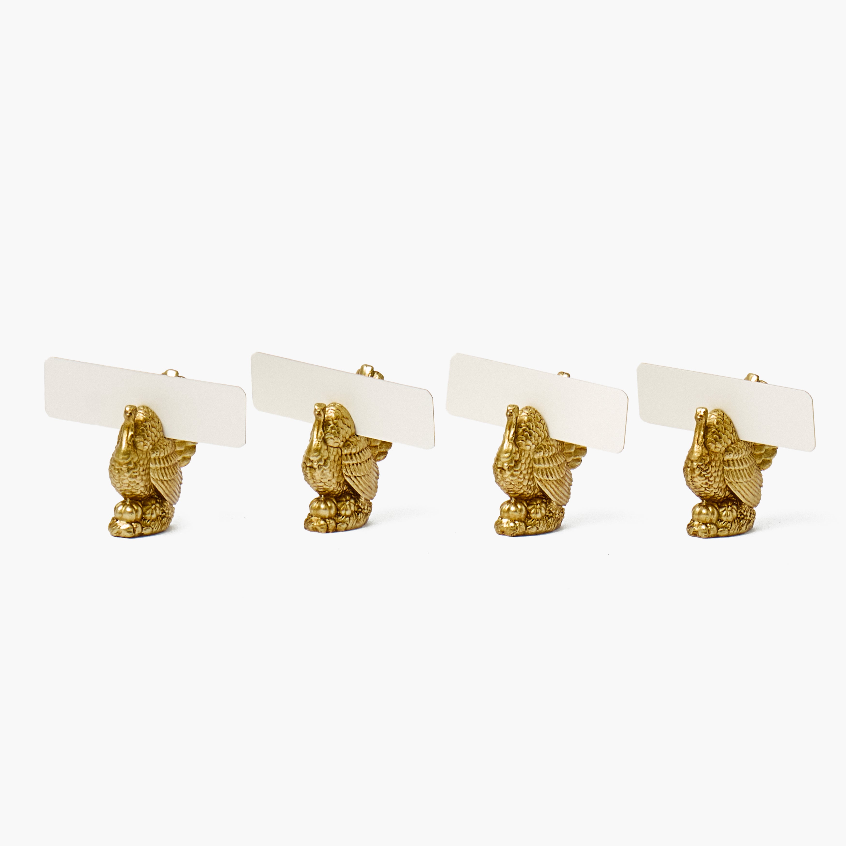 Gold Turkey Placecard Holder (Set of 4)