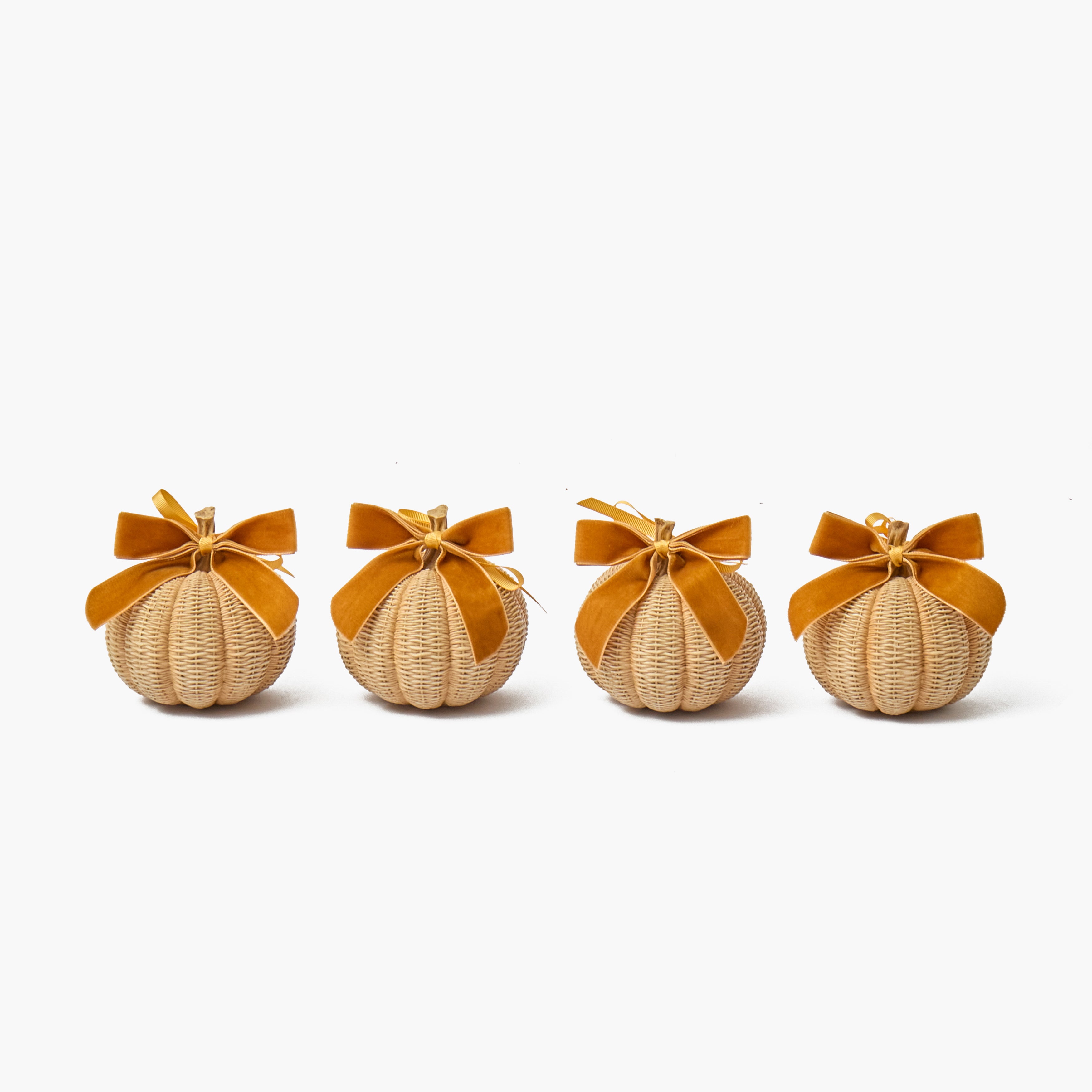 Extra Small Basketweave Pumpkins (Set of 4)