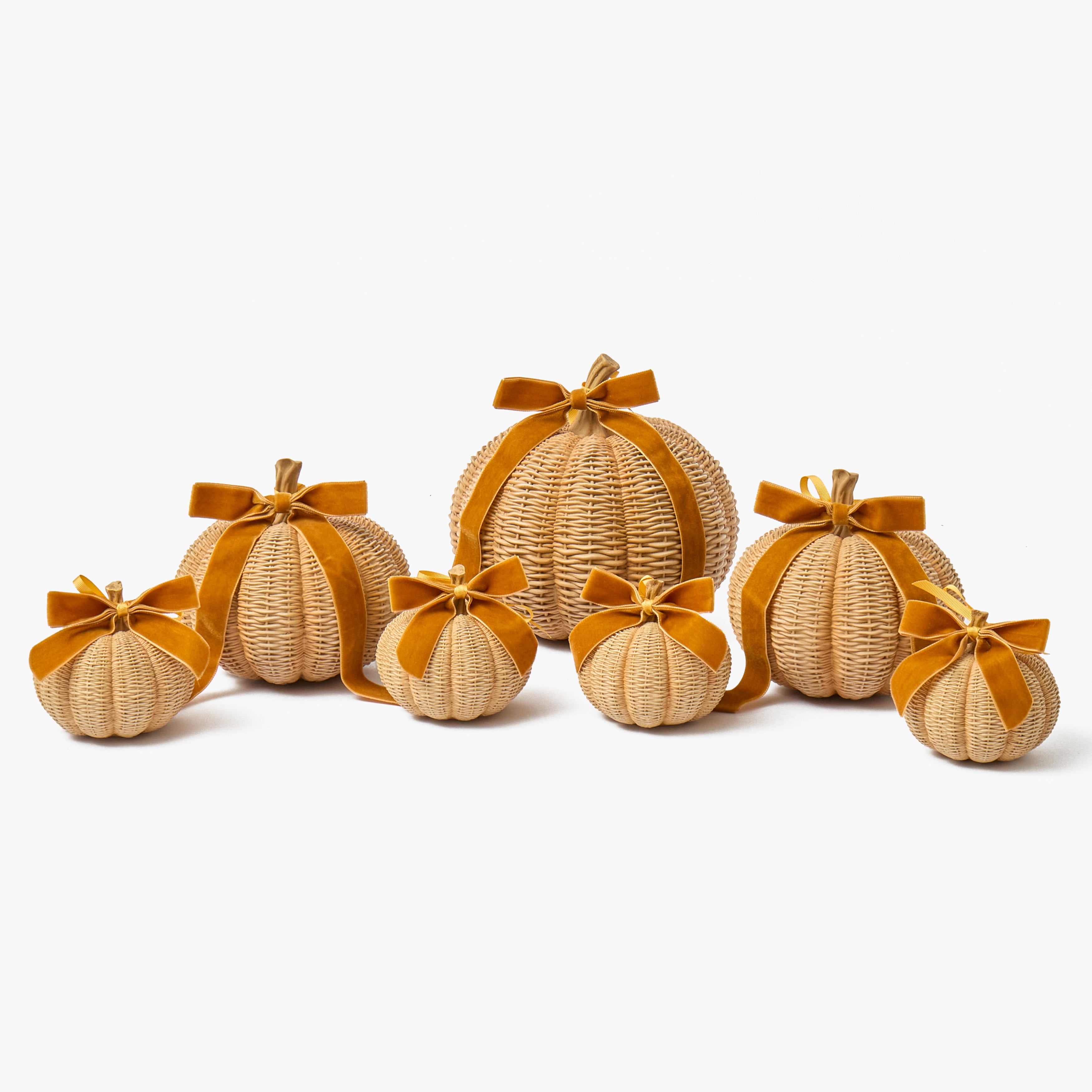 Extra Small Basketweave Pumpkins (Set of 4)
