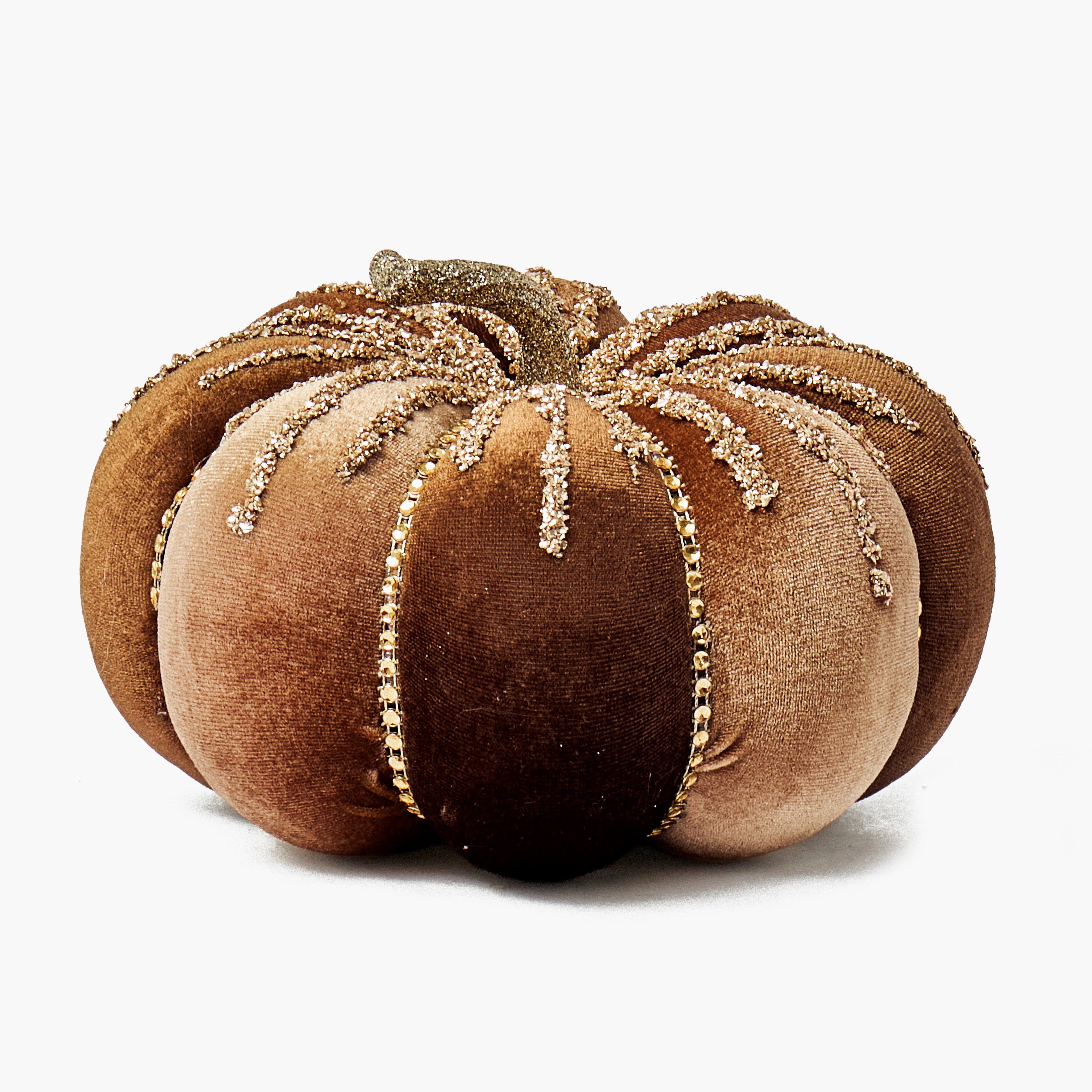Chocolate & Taupe Large Glitter Pumpkins (Pair)
