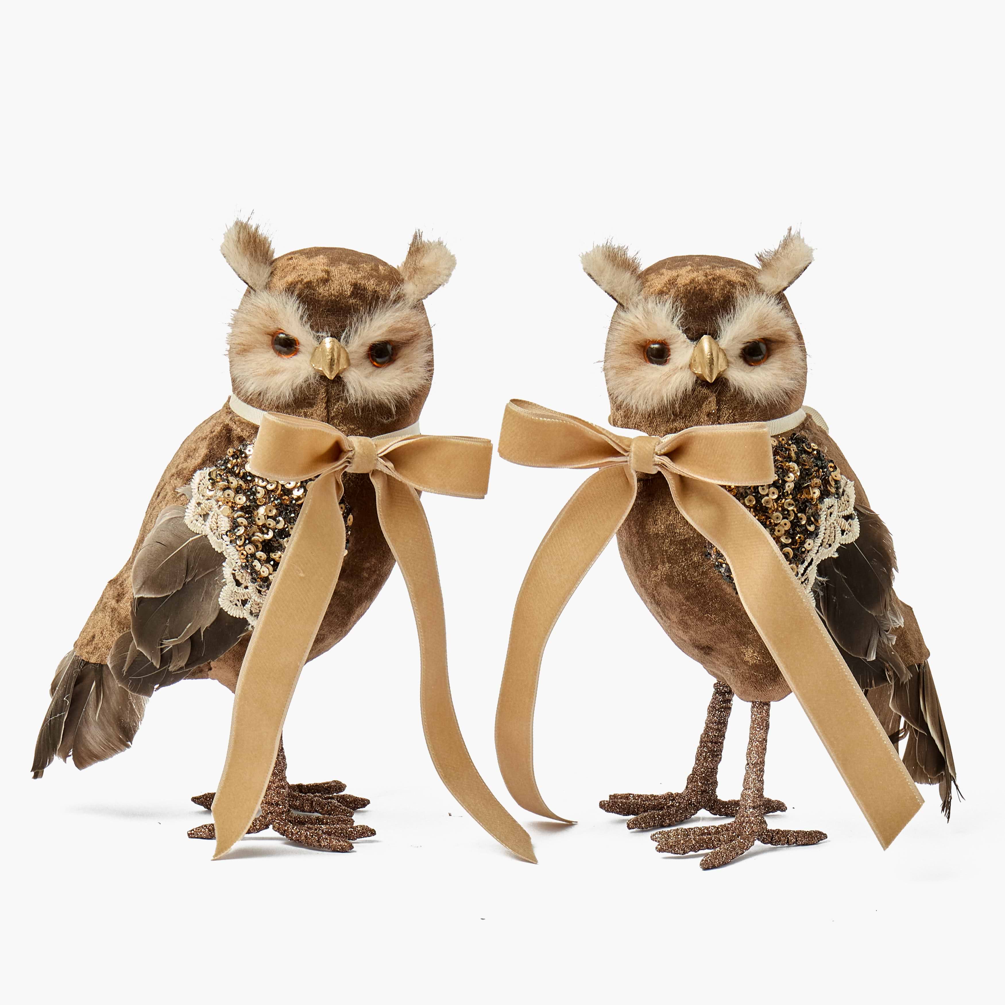 Chocolate & Taupe Owl (Pair)
