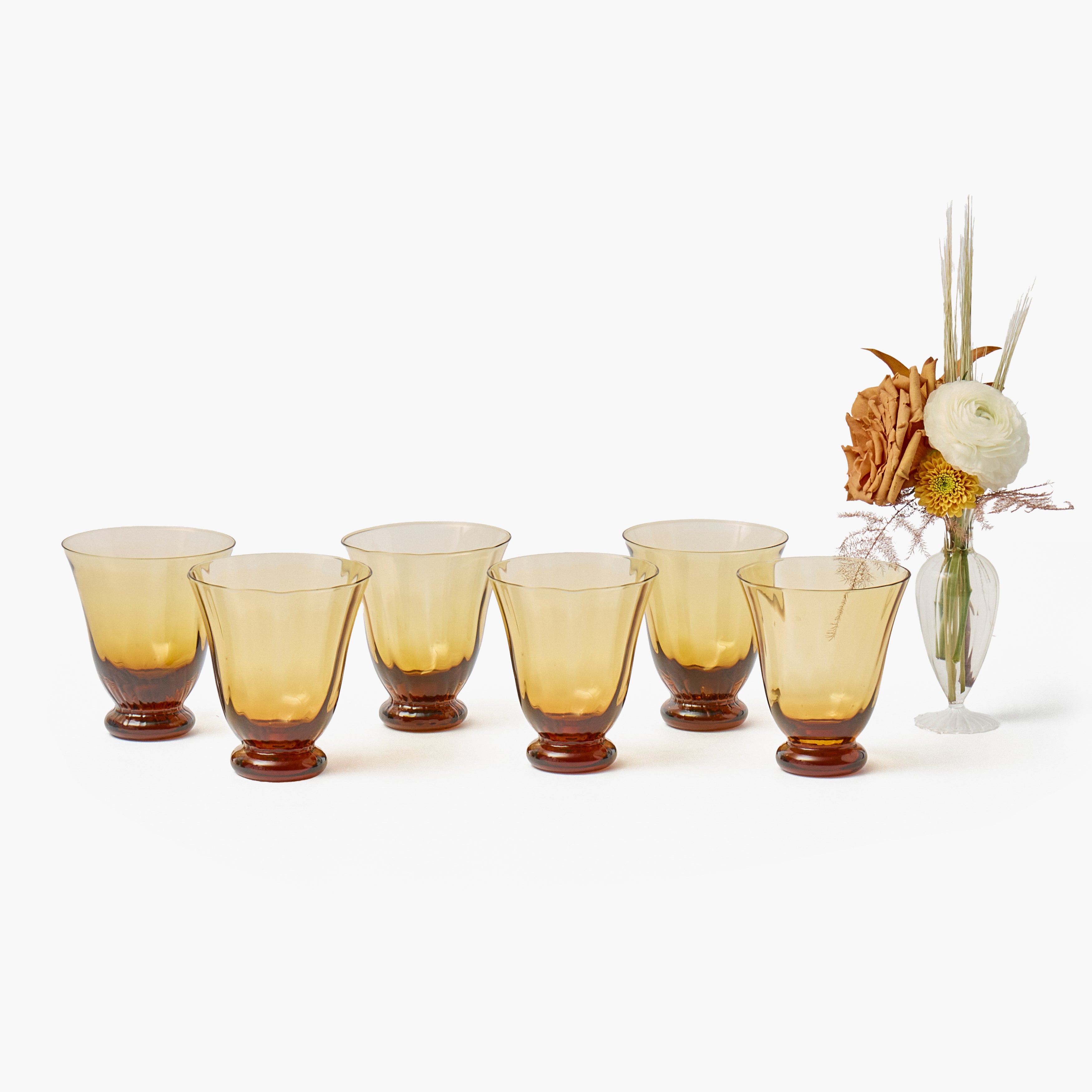 Amber Tulip Glasses (Set of 6)