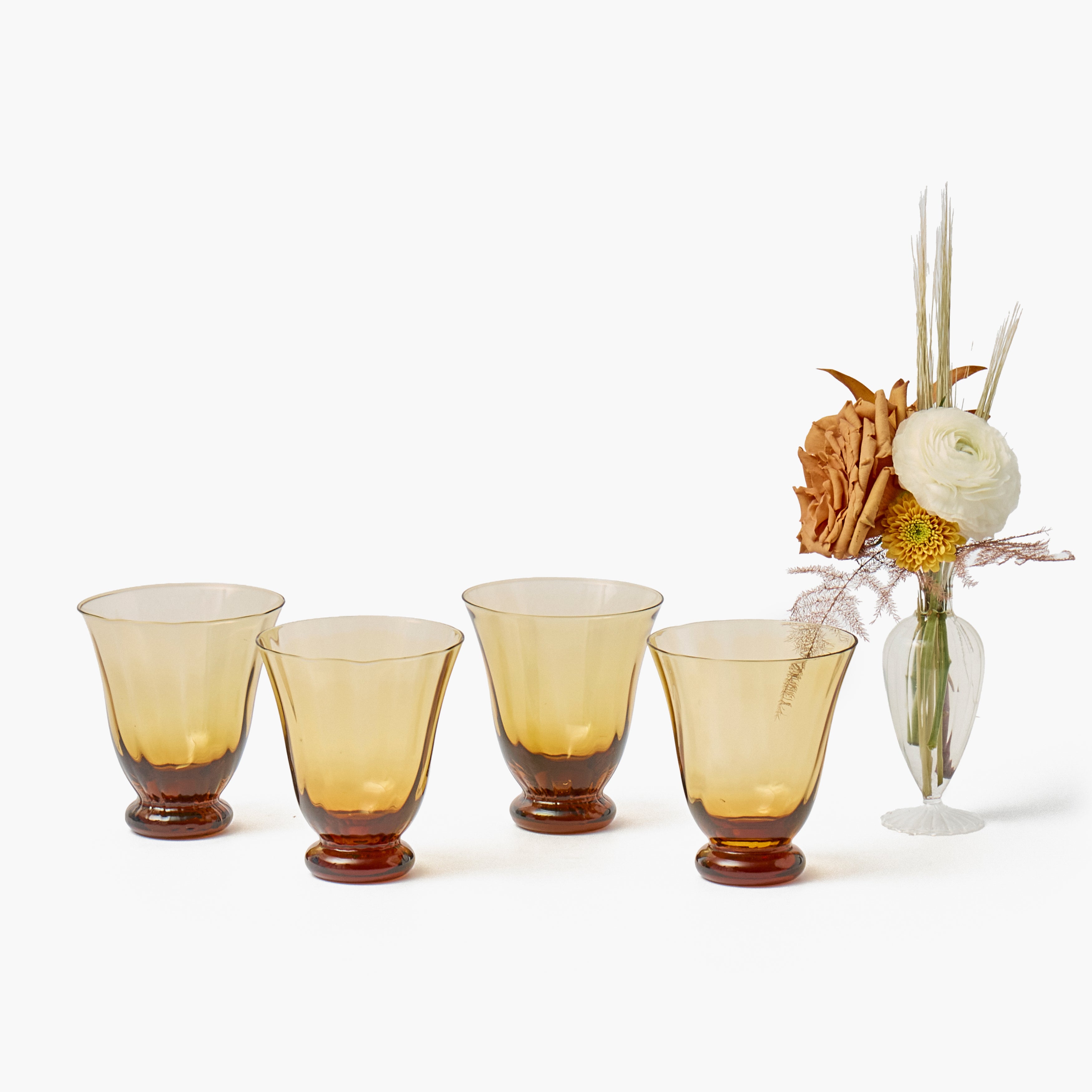 Amber Tulip Glasses (Set of 6)