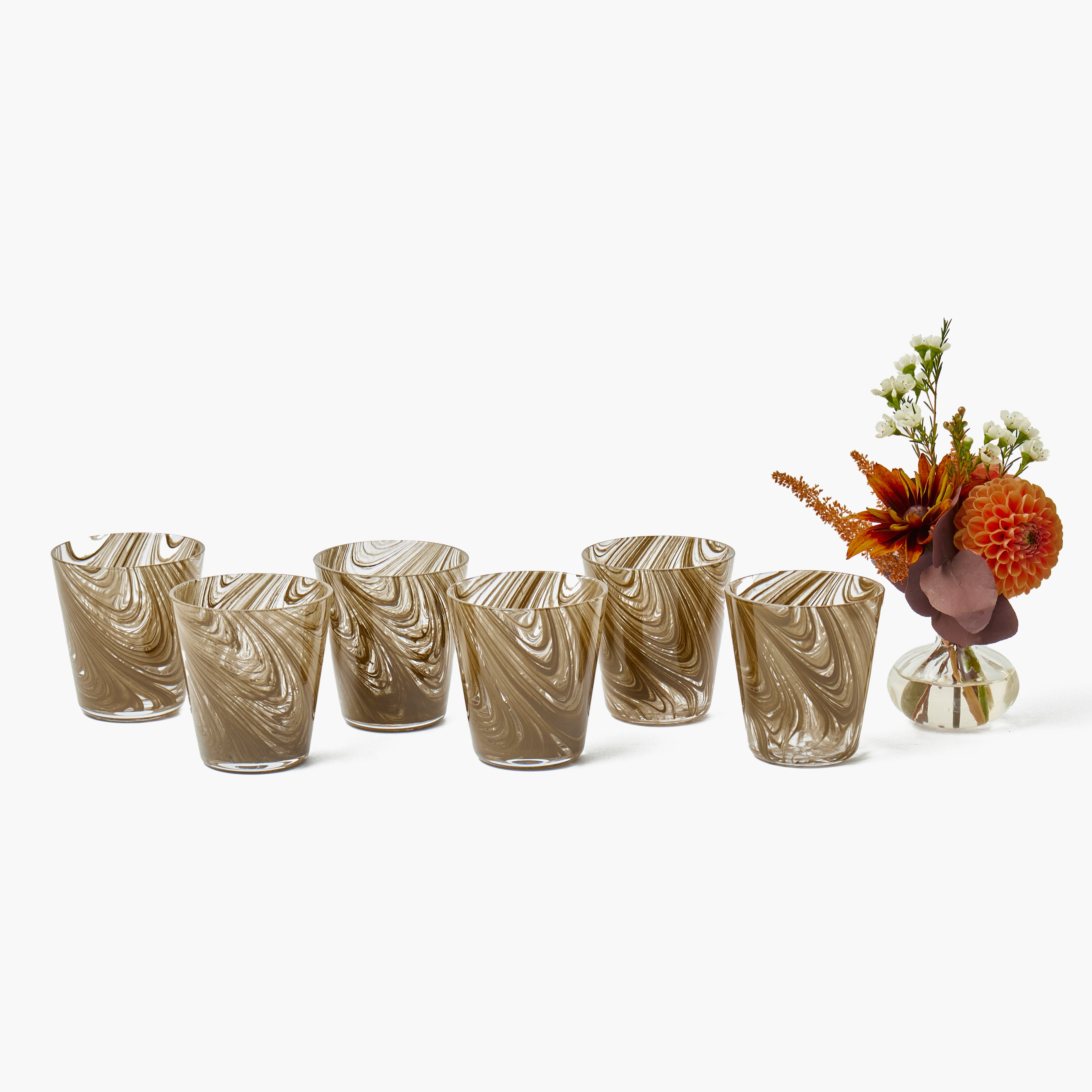 Chocolate Marble Glasses (Set of 6)