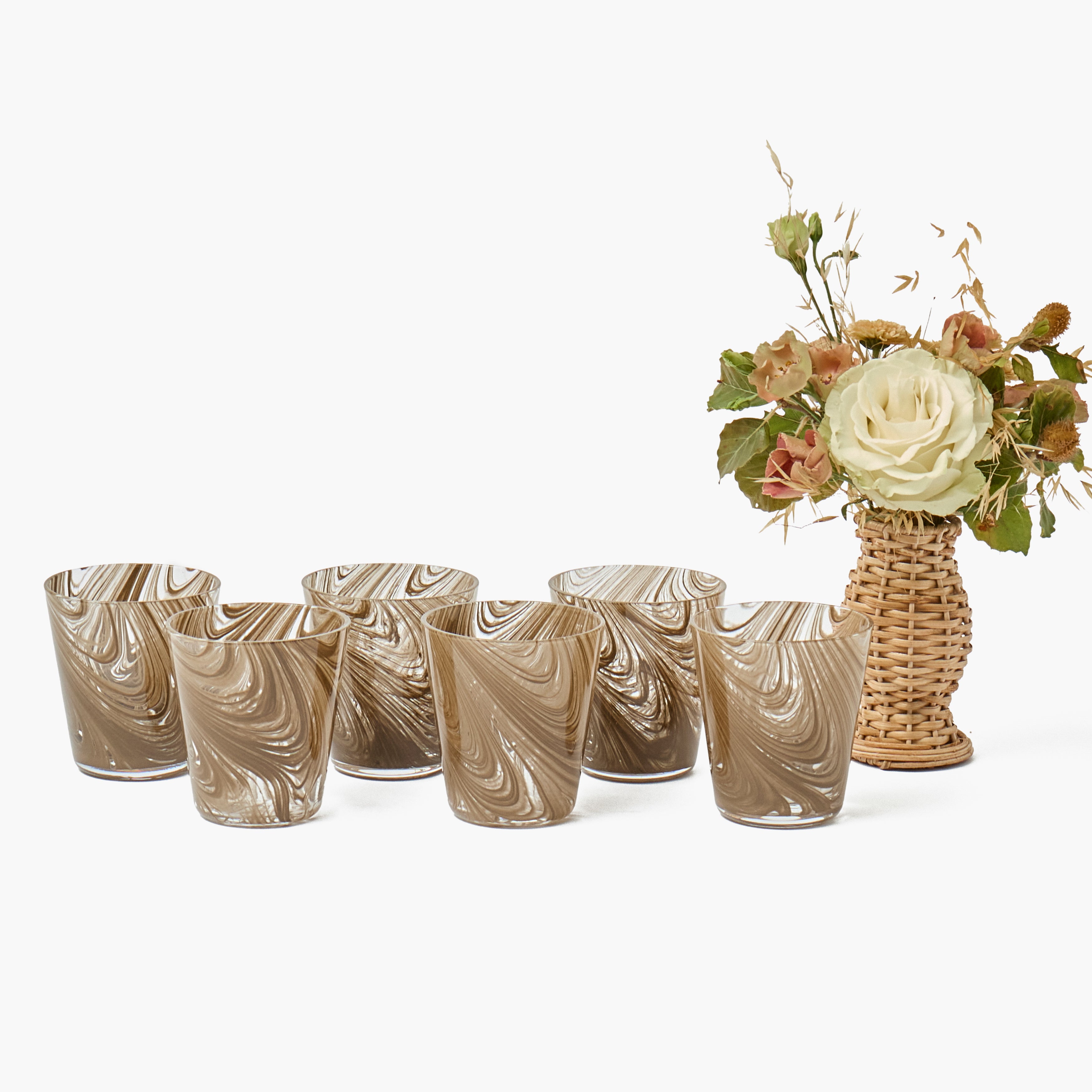 Chocolate Marble Glasses (Set of 6)