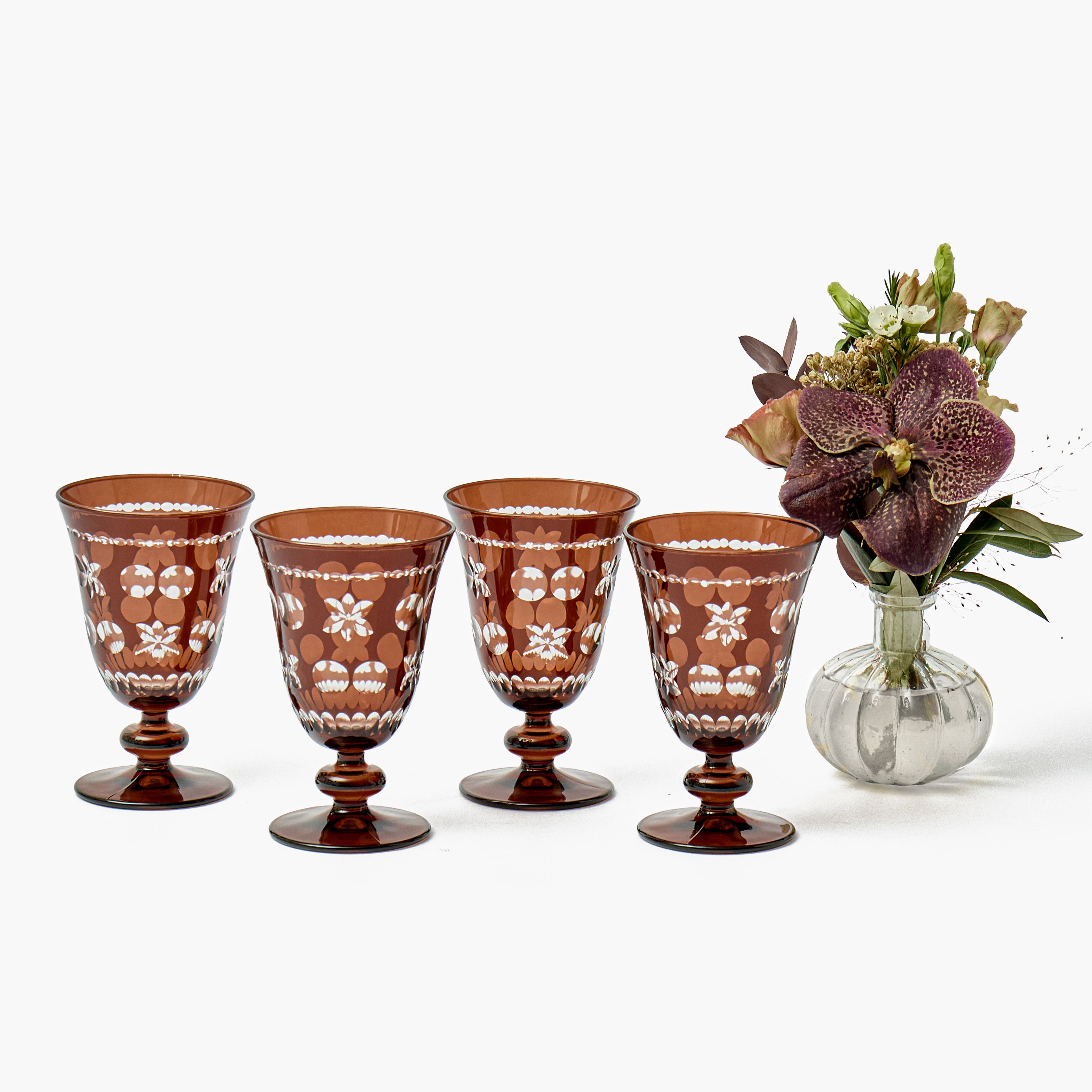 Chocolate Anita Engraved Wine Glasses (Set of 4)