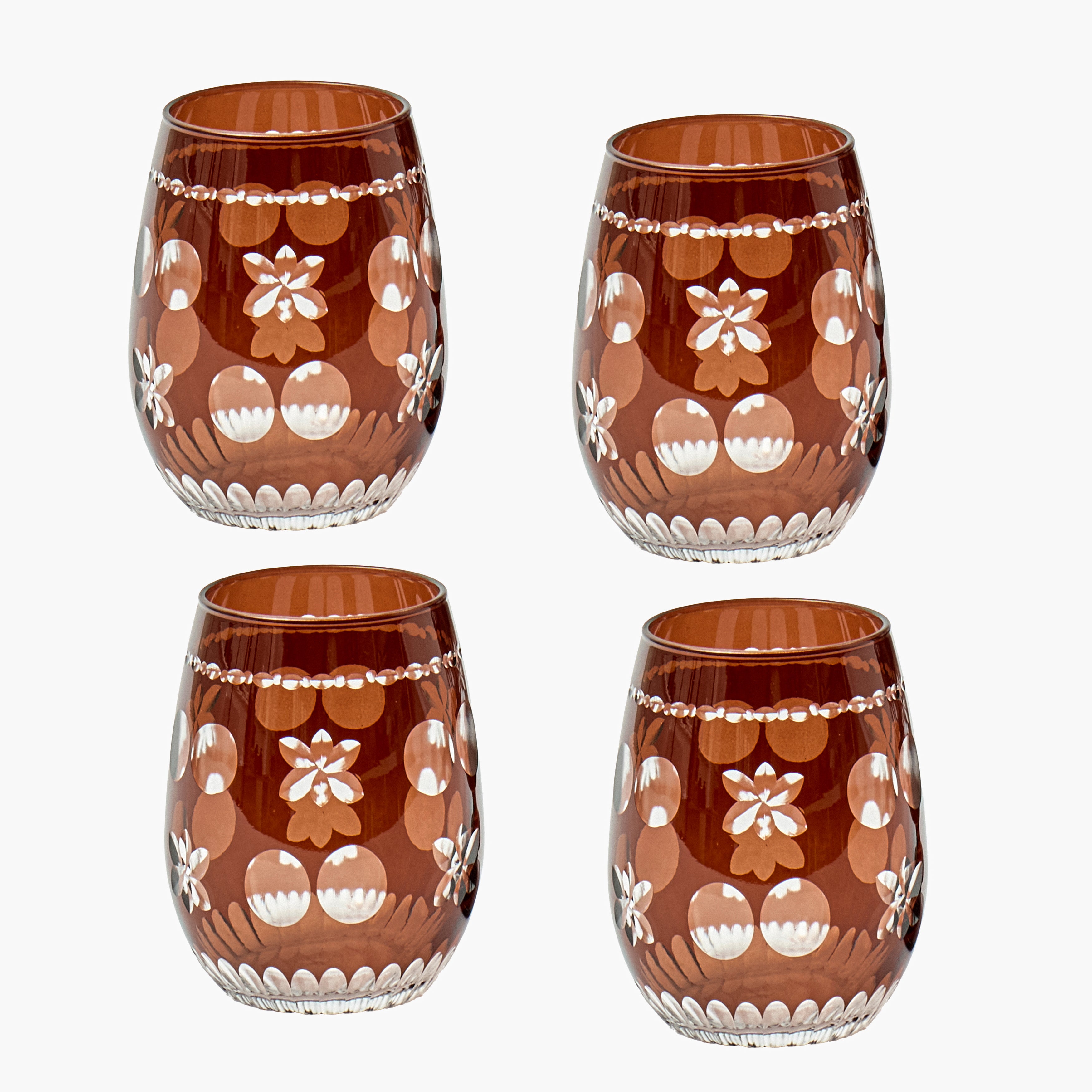 Chocolate Anita Engraved Water Glasses (Set of 4)