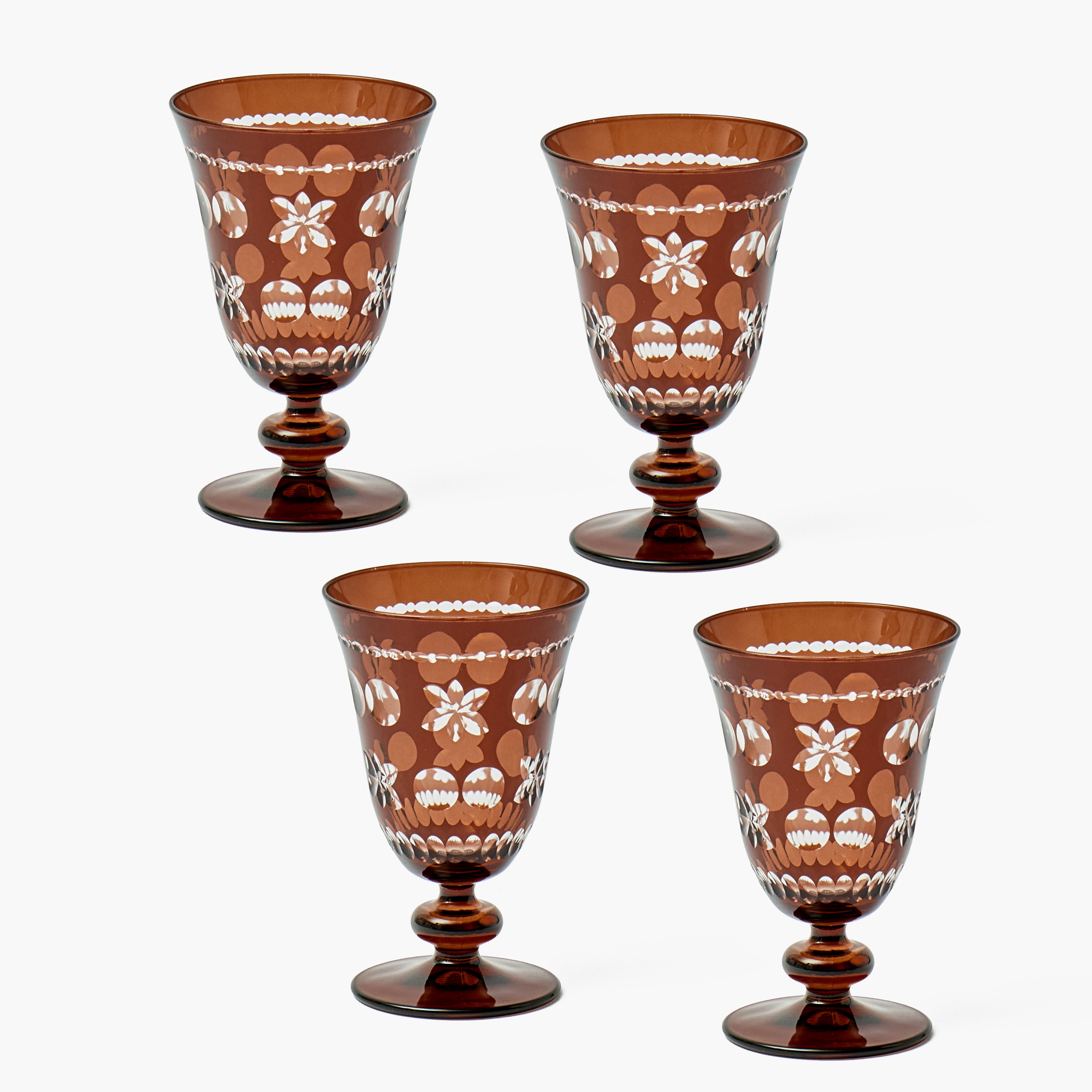 Chocolate Anita Engraved Wine Glasses (Set of 4)