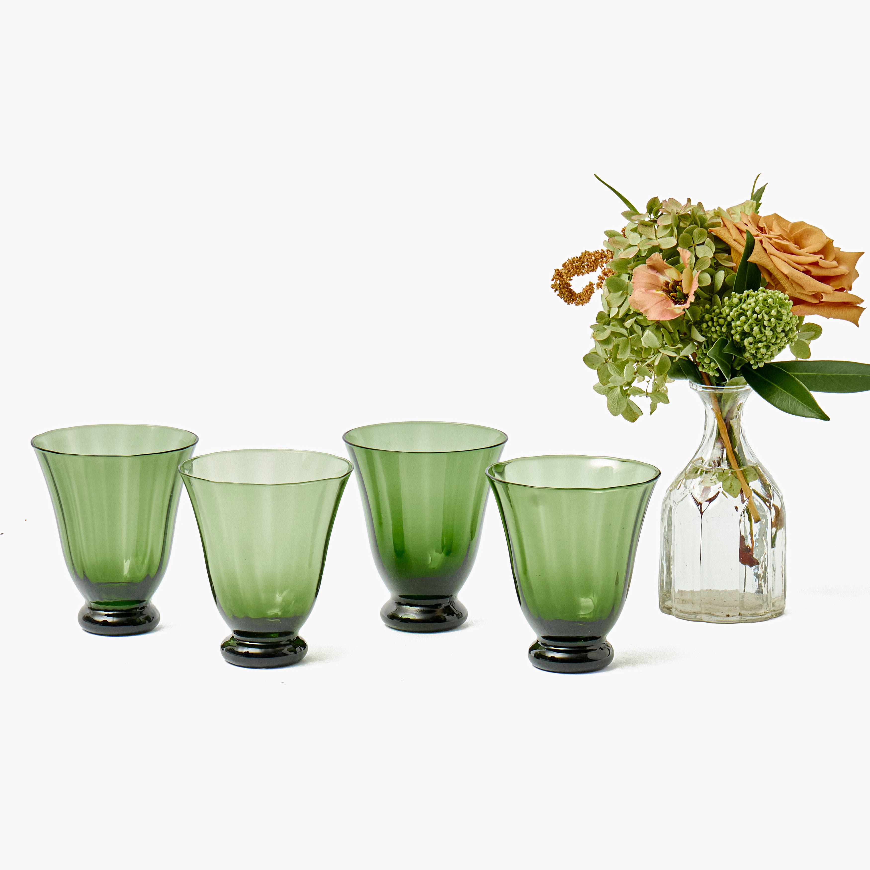 Moss Green Tulip Glasses (Set of 6)