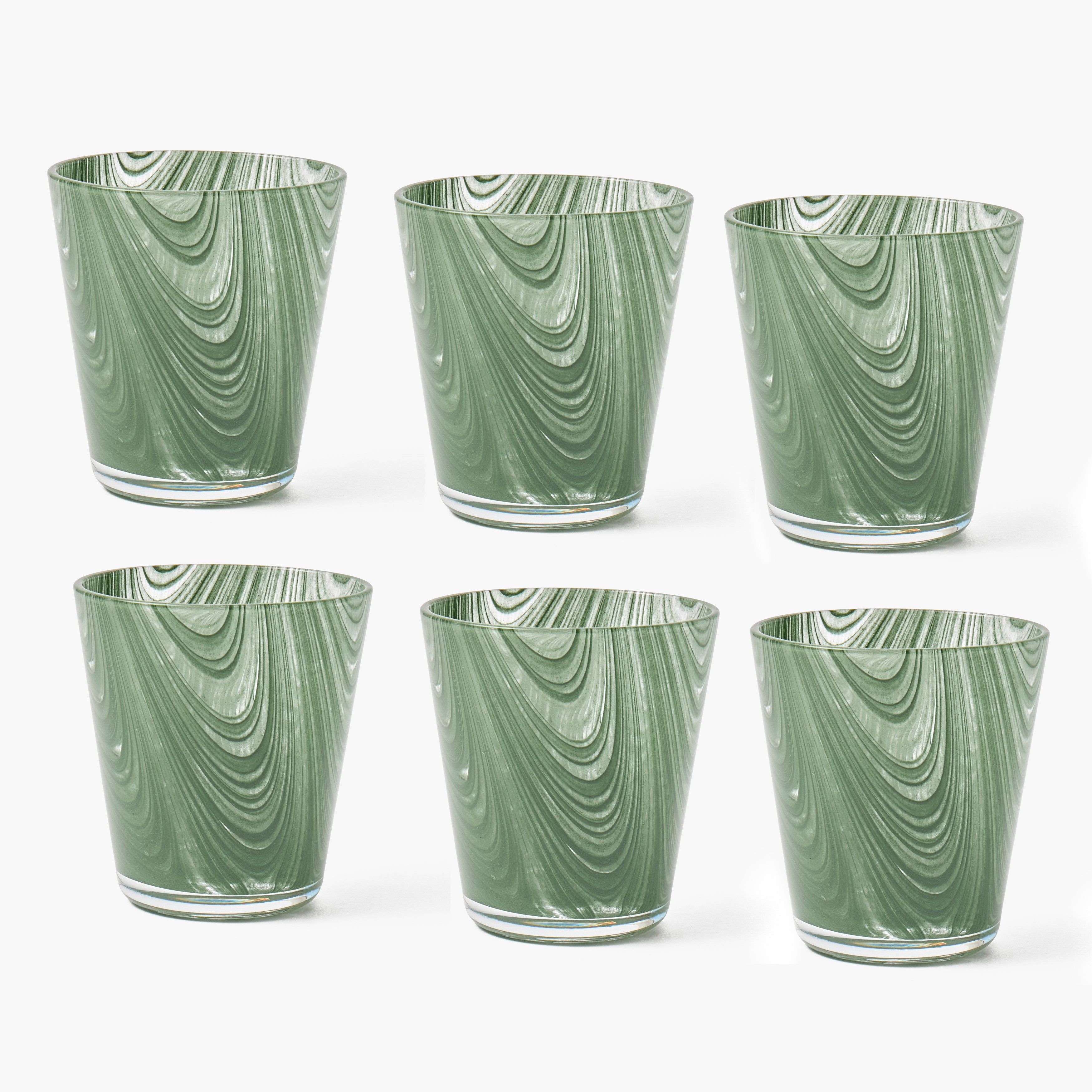 Olive Marble Glasses (Set of 6)