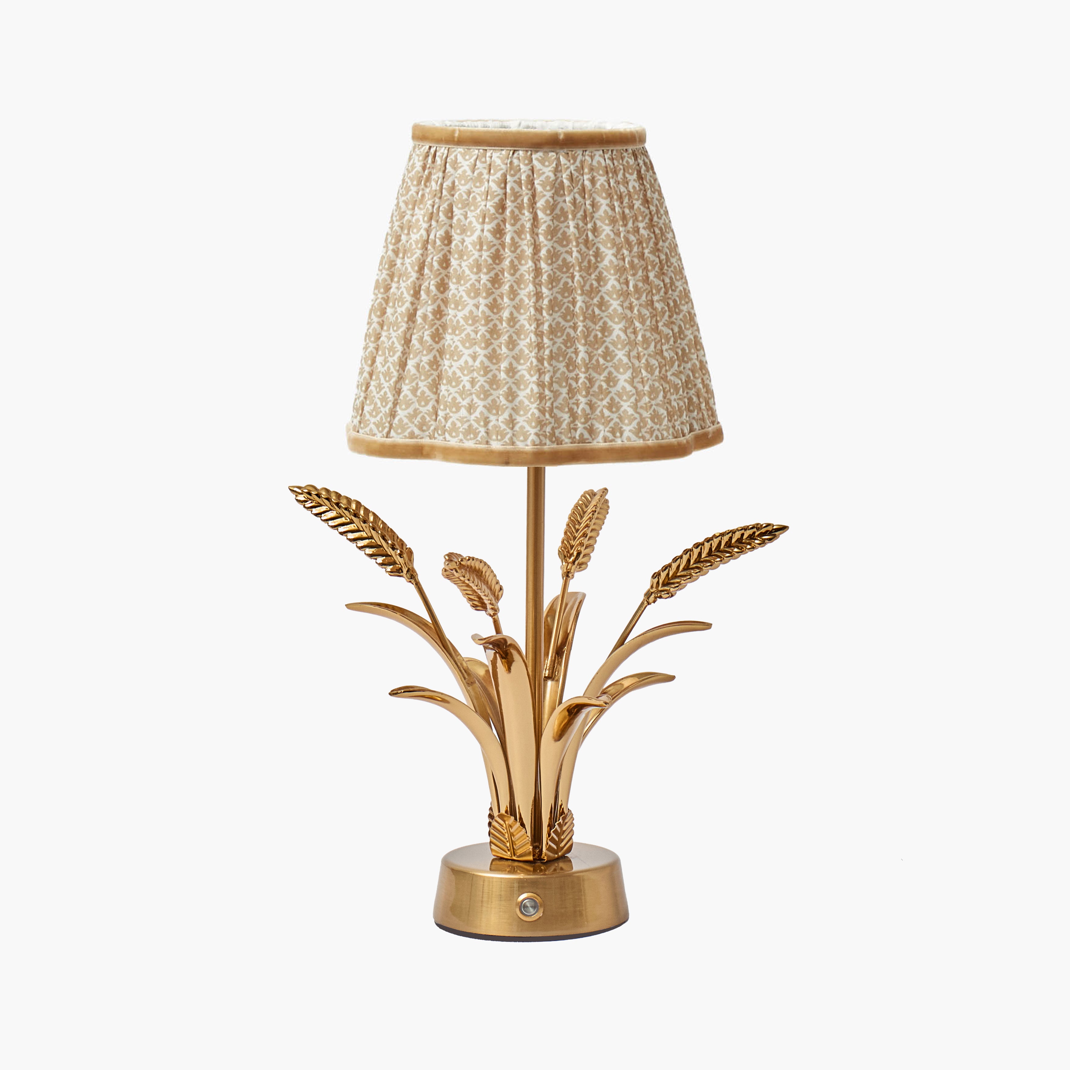 Corn Sheaf Rechargeable Lamp with Putty Lotus Shade (18cm)