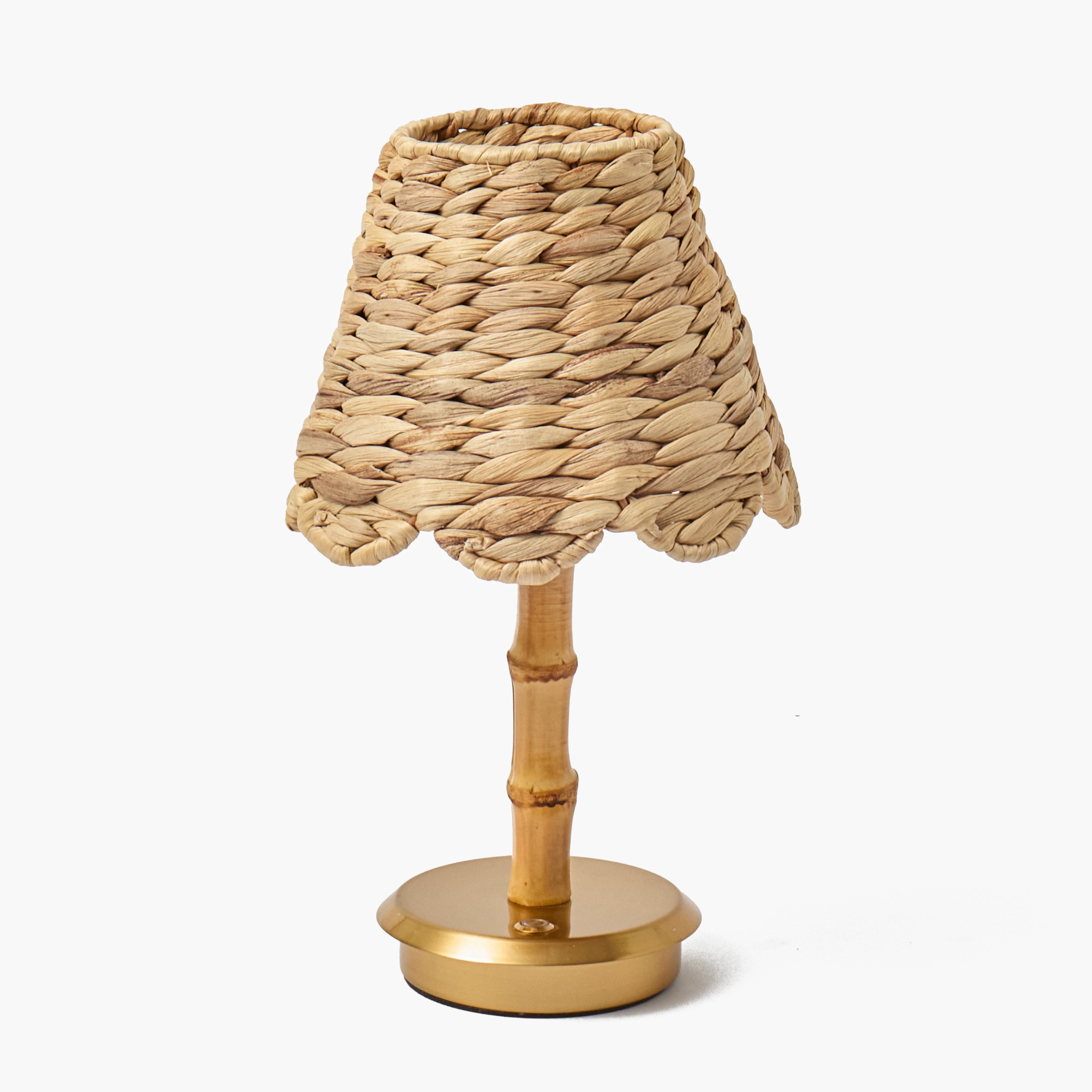 Bamboo Short Rechargeable Lamp with Natural Seagrass Shade (18cm)