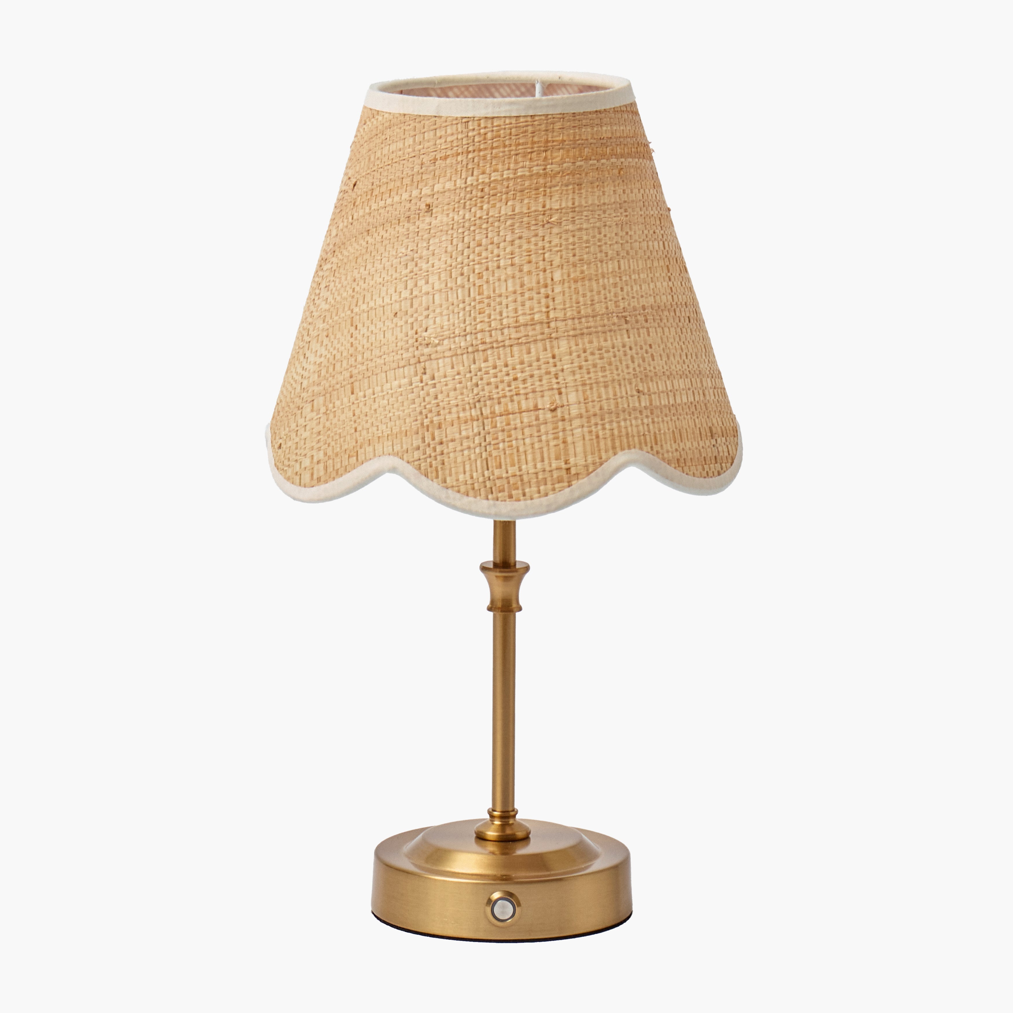 Short Edie Rechargeable Lamp with Grasscloth Shade (18cm)