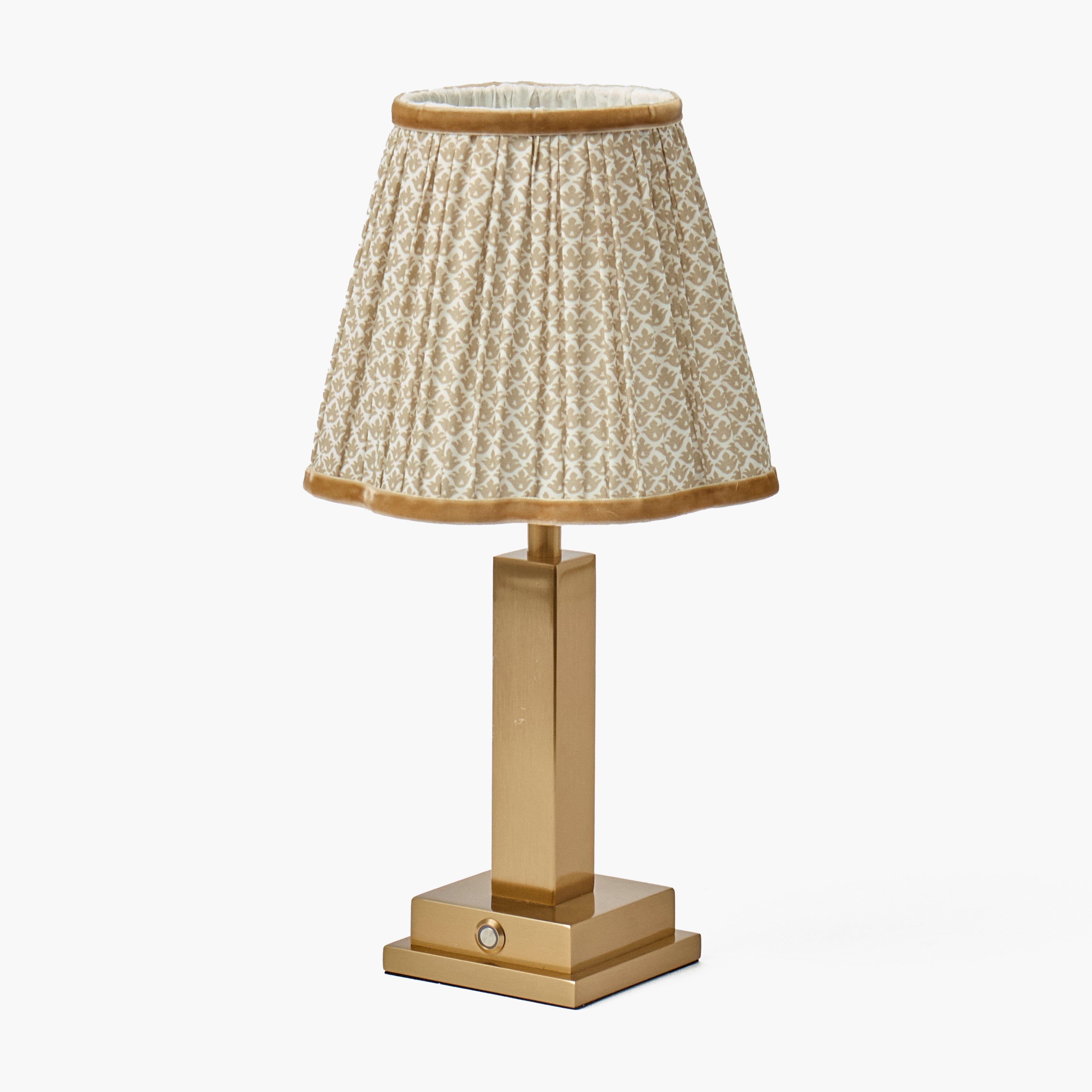 Ada Brass Rechargeable Lamp with Putty Lotus Shade (18cm)