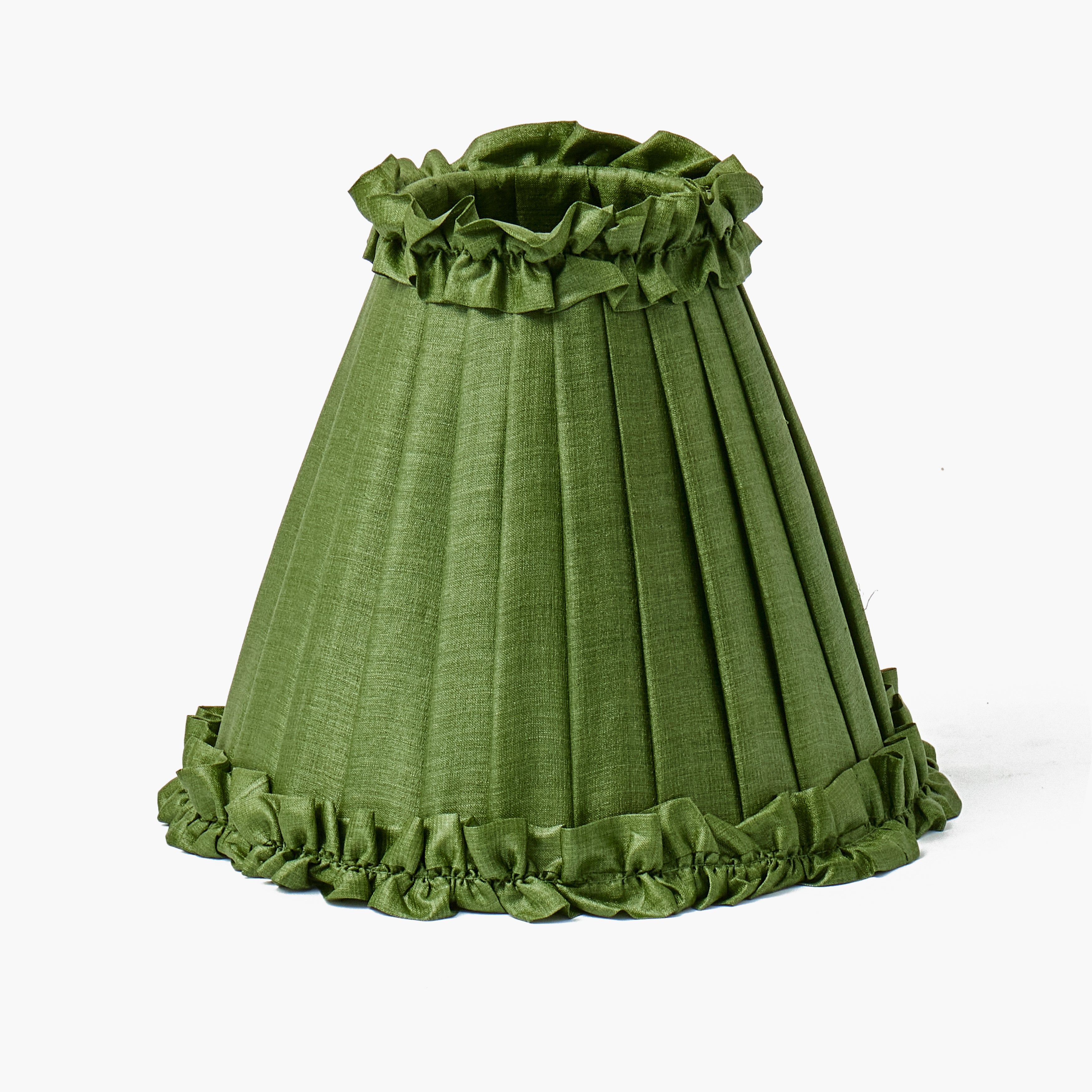 Olive Parrot Rechargeable Lamp with Olive Frilled Silk Shade (18cm)
