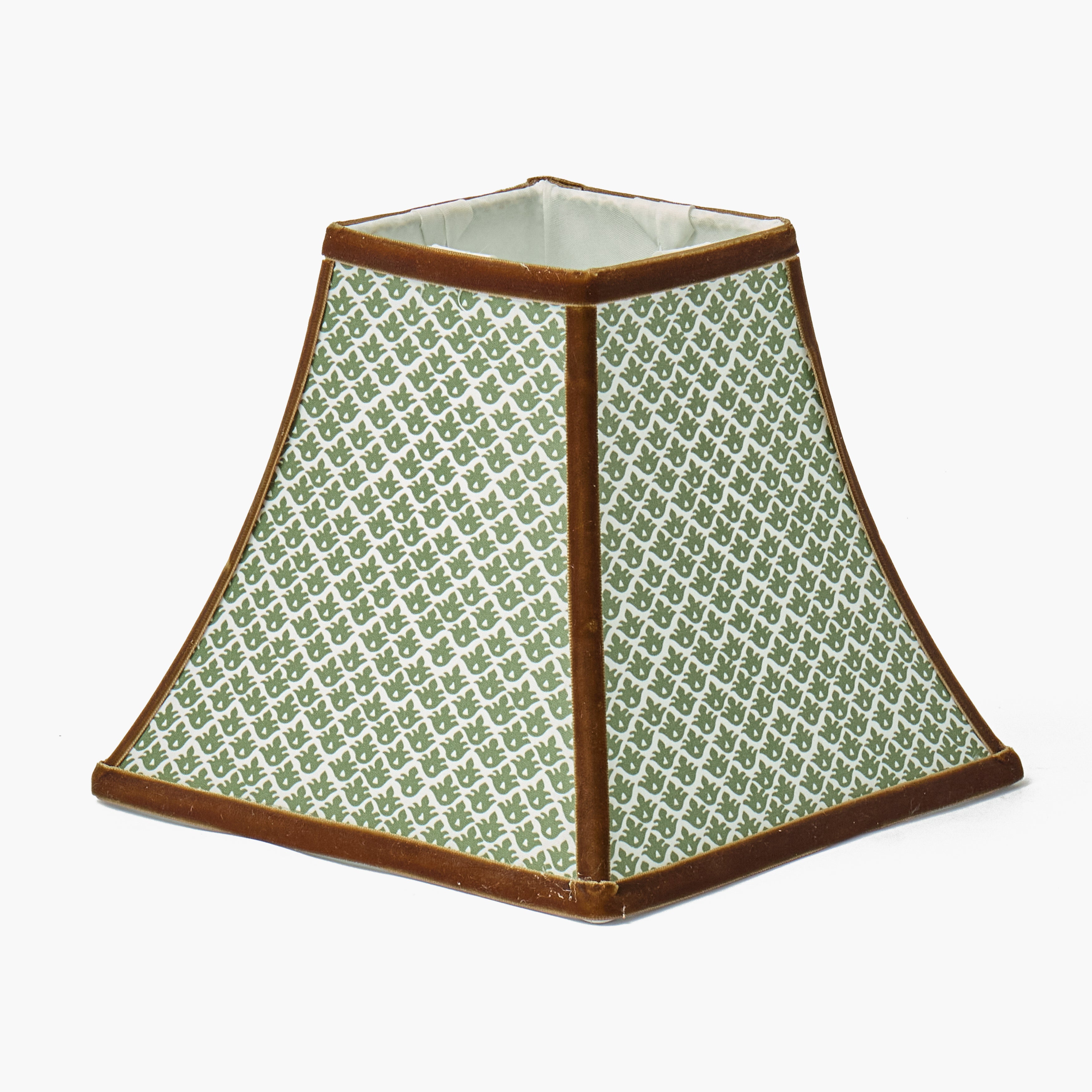 Olive & Chocolate Lotus Square Lampshade (18cm)
