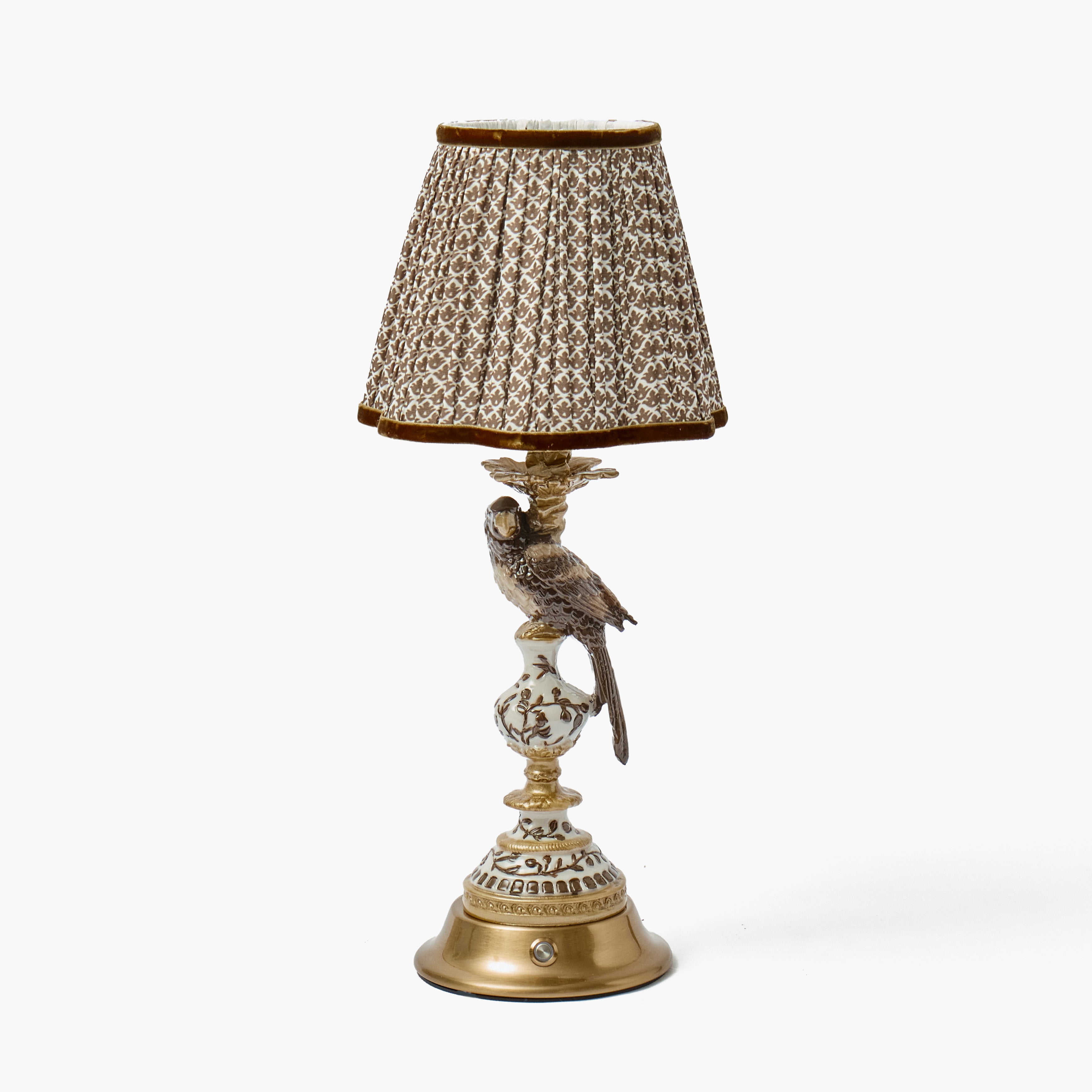Chocolate Parrot Rechargeable Lamp with Chocolate Lotus Shade (18cm)
