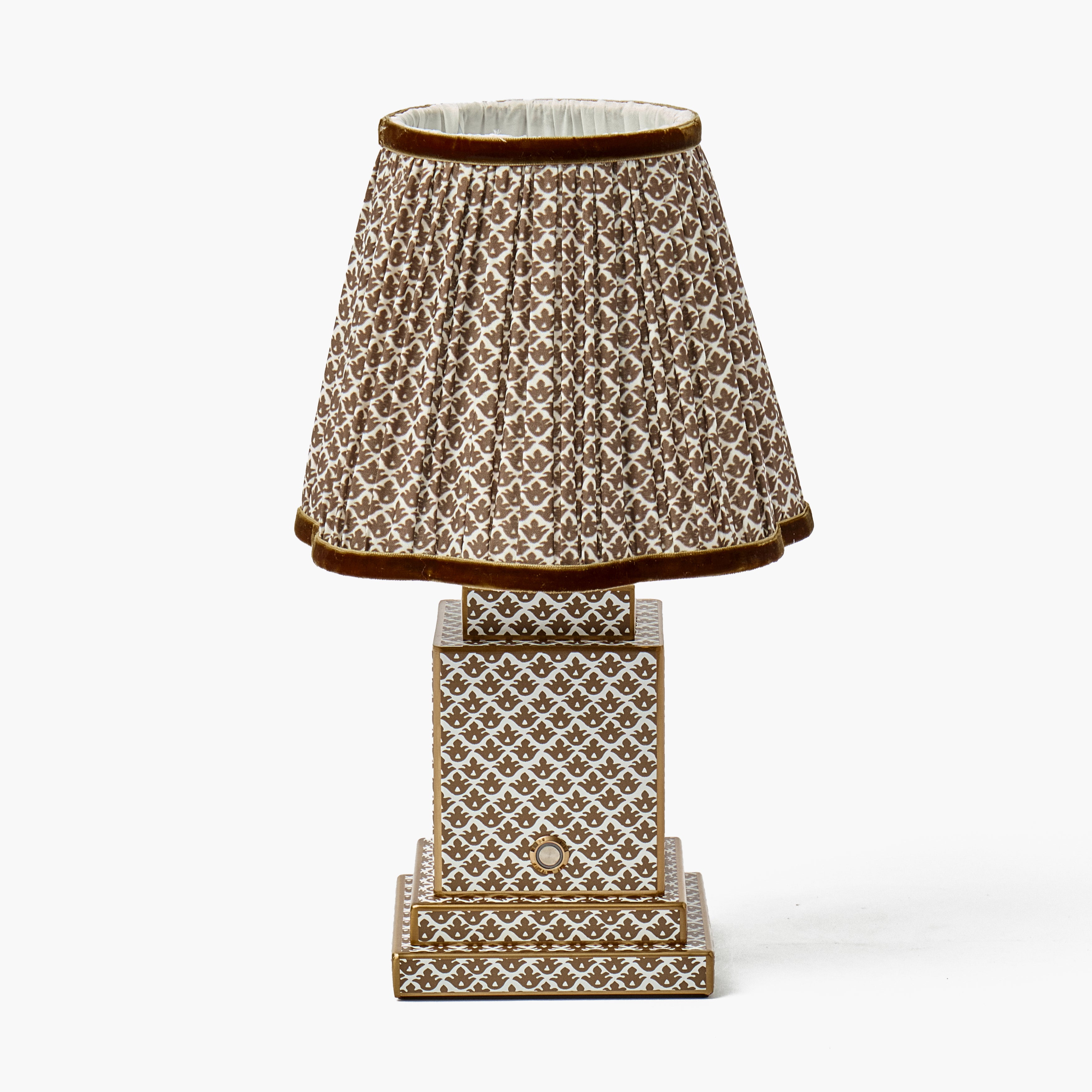 Chocolate Lotus Square Rechargeable Lamp with Chocolate Lotus Shade (18cm)