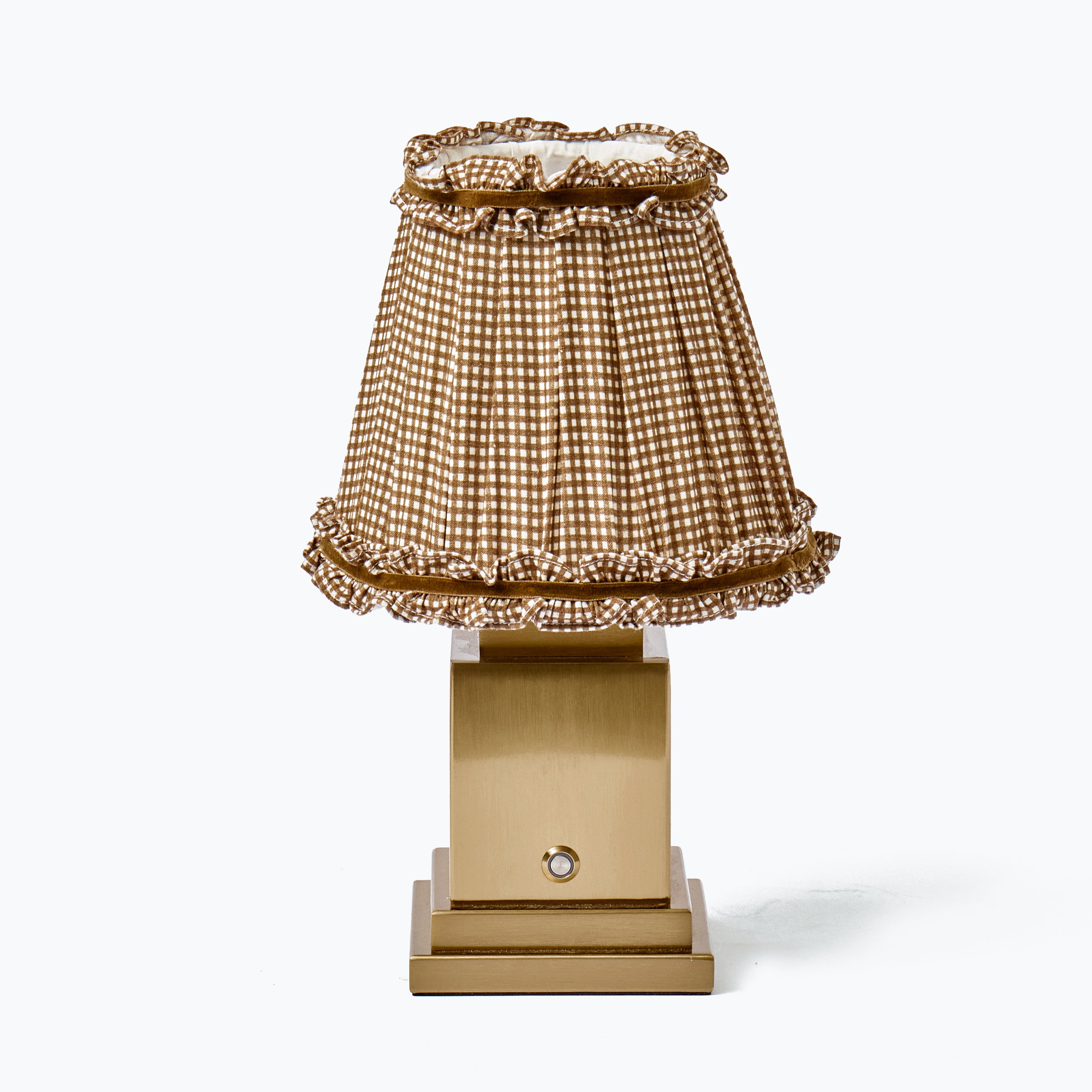 Chocolate Gingham Frilled with Velvet Trim Lampshade (18cm)