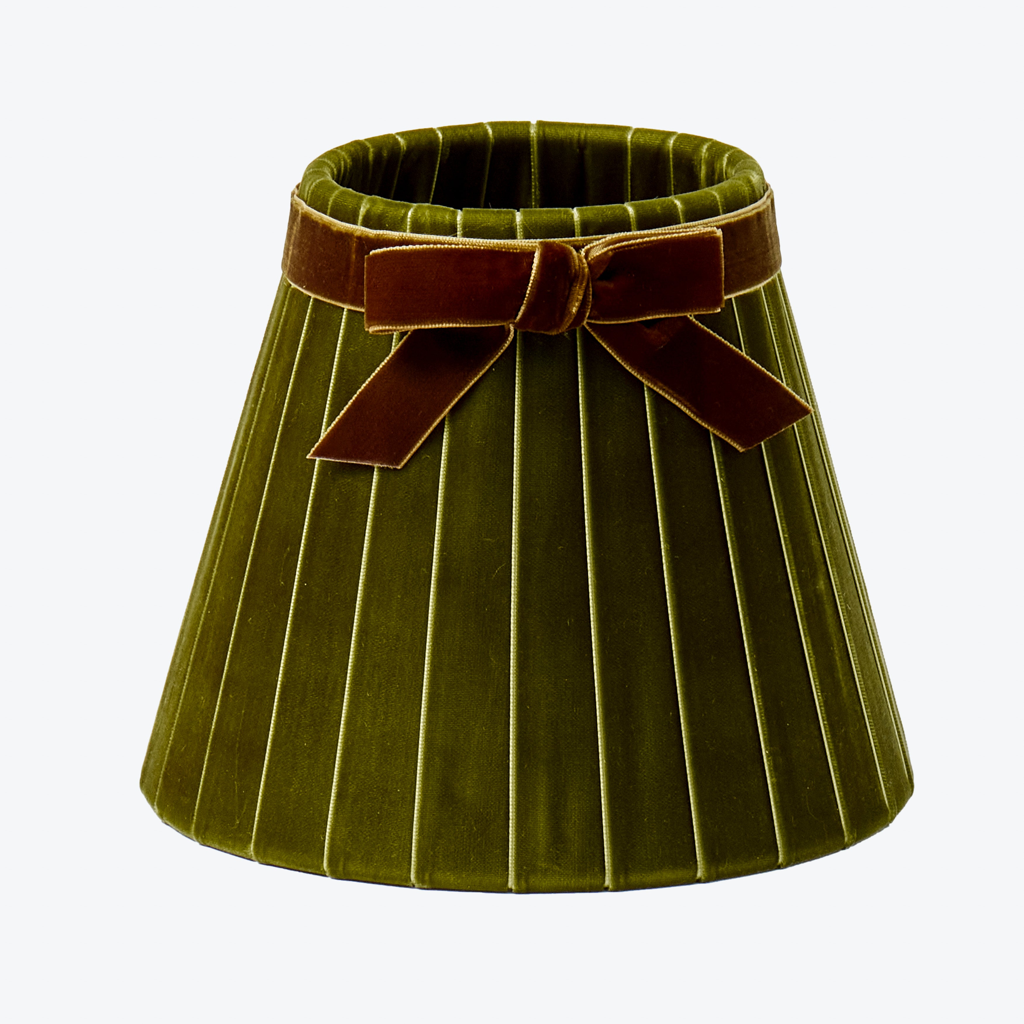 Olive with Chocolate Velvet Bow Lampshade (18cm)