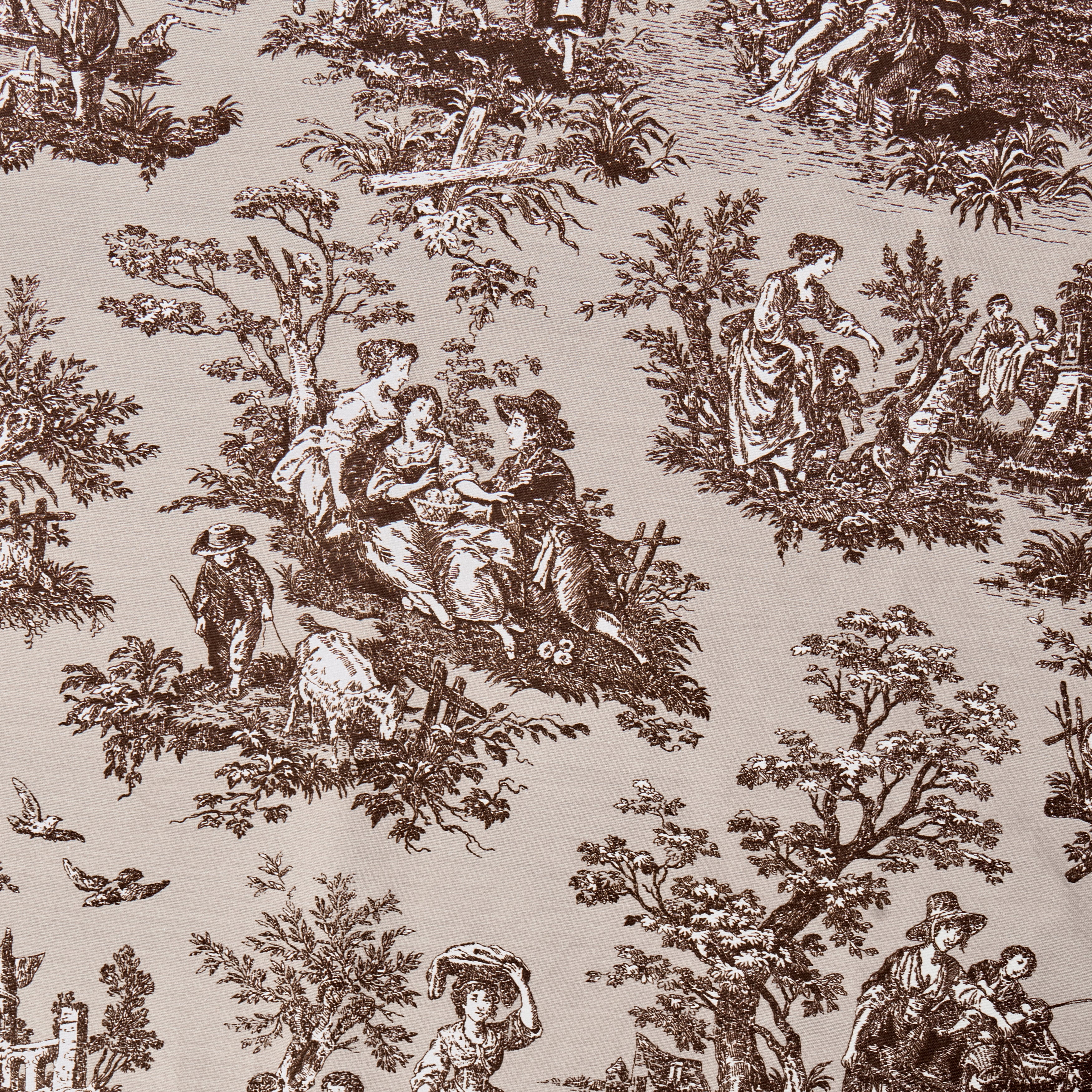 Taupe & Chocolate Ottille Toile Tablecloth